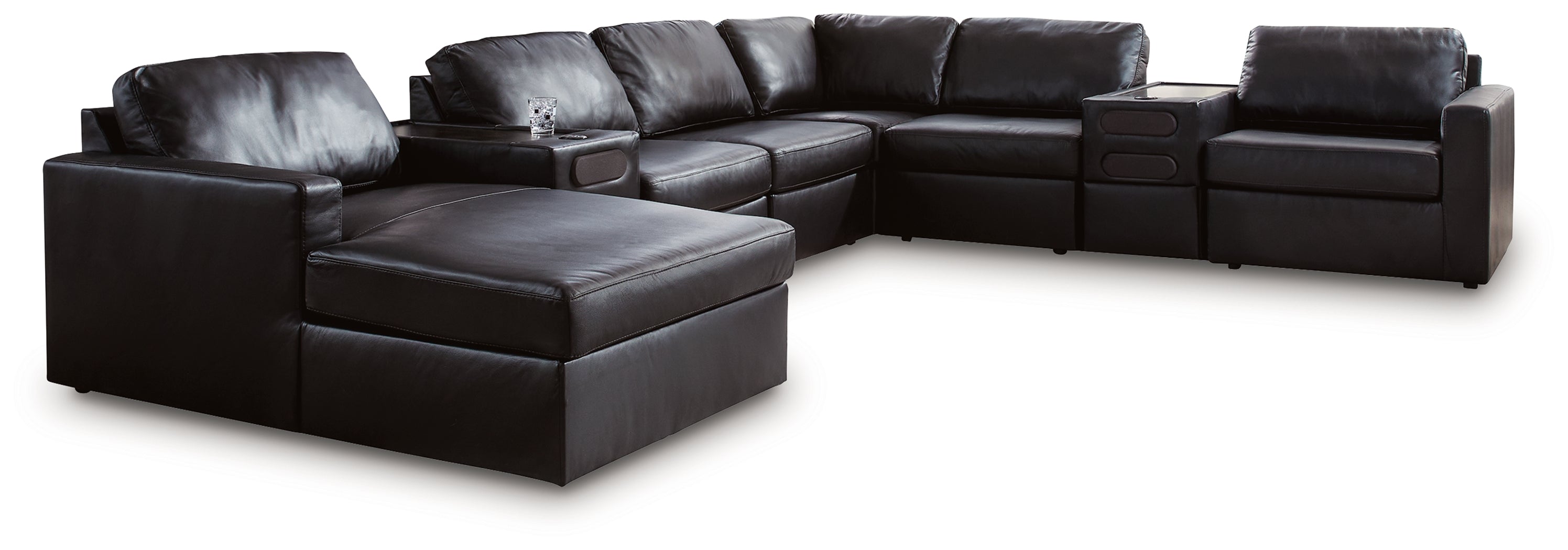 ModMax II Black 8-Piece Sectional with Chaise and Audio Consoles - 74305S47