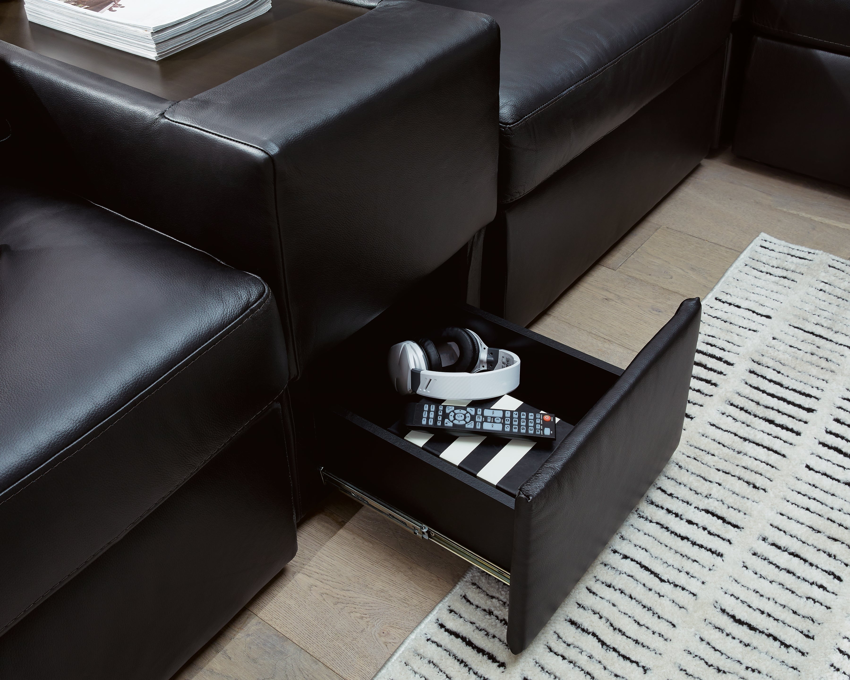 ModMax II Black 8-Piece Sectional with Chaise and Storage Consoles - 74305S42