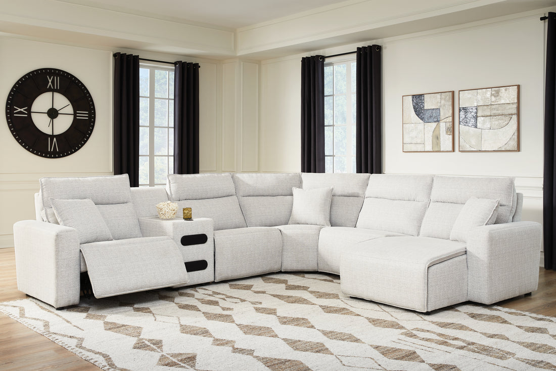 ModMax II Stone 6-Piece Reclining Sectional with Chaise and Audio Console - 65907S28