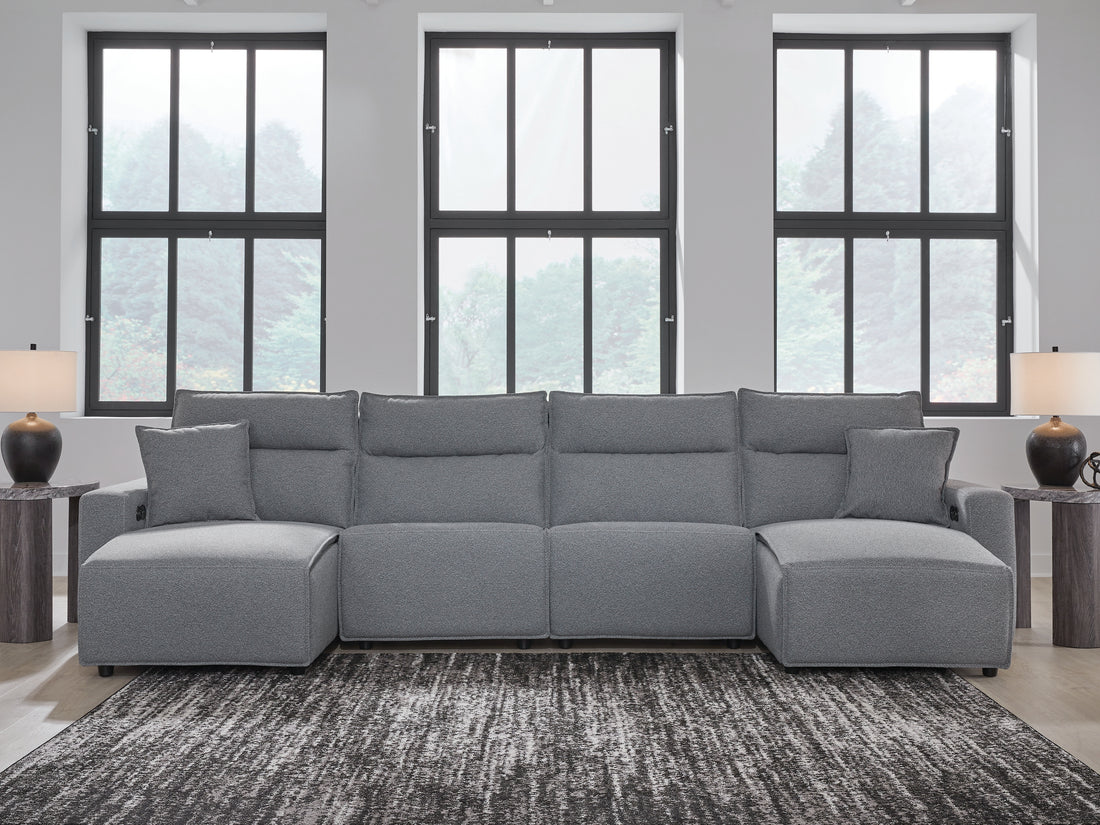 Modmax Salt and Pepper 4-Piece Power Reclining Sectional with Chaise - 65906S11