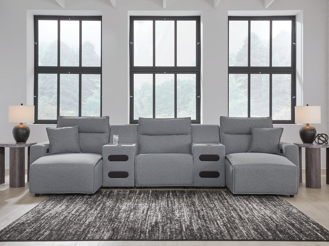 Modmax Salt and Pepper 5-Piece Power Reclining Sectional with Chaise - 65906S15