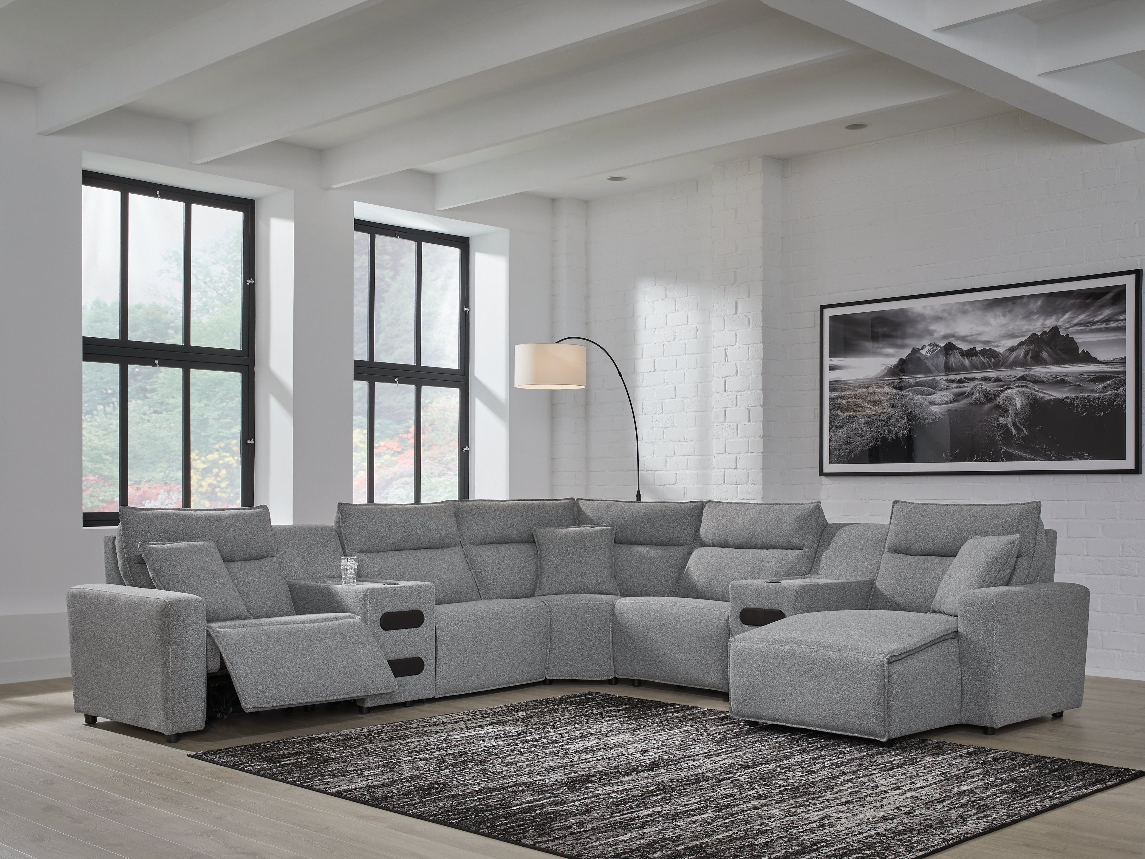 Modmax Salt and Pepper 7-Piece Power Reclining Sectional with Chaise - 65906S7