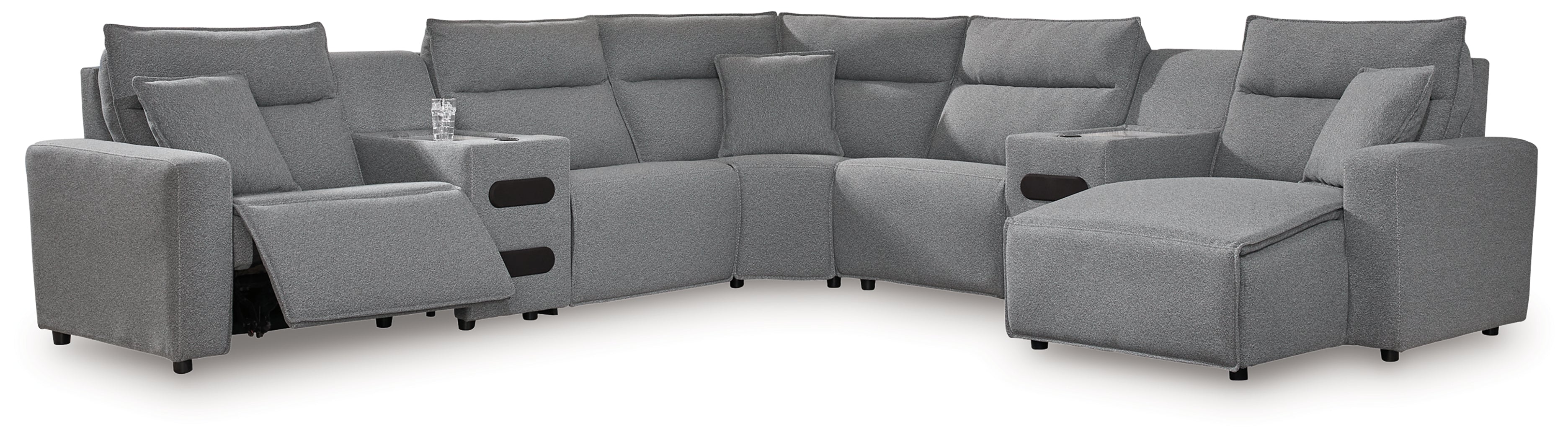 Modmax Salt and Pepper 7-Piece Power Reclining Sectional with Chaise - 65906S7