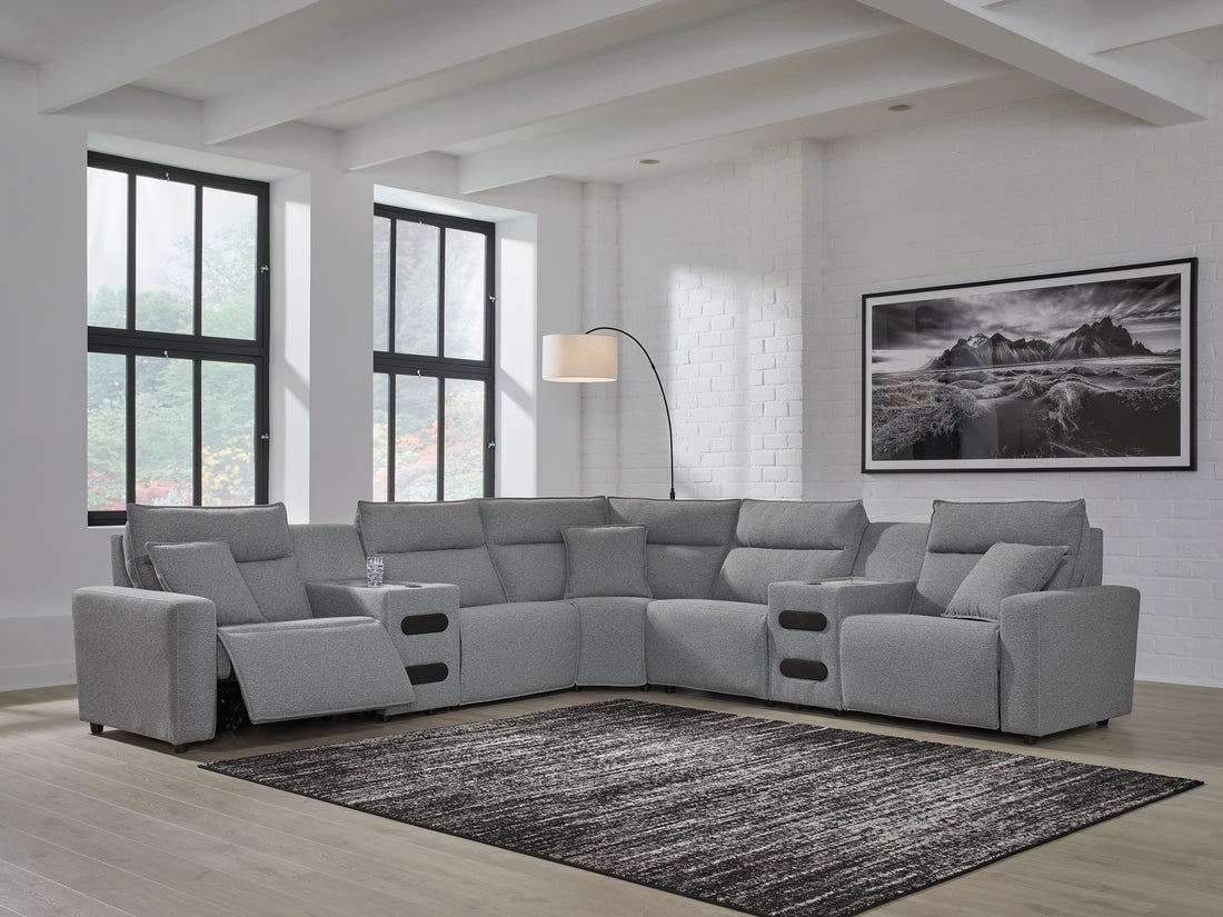 Modmax Salt and Pepper 7-Piece Power Reclining Sectional with Chaise - 65906S9