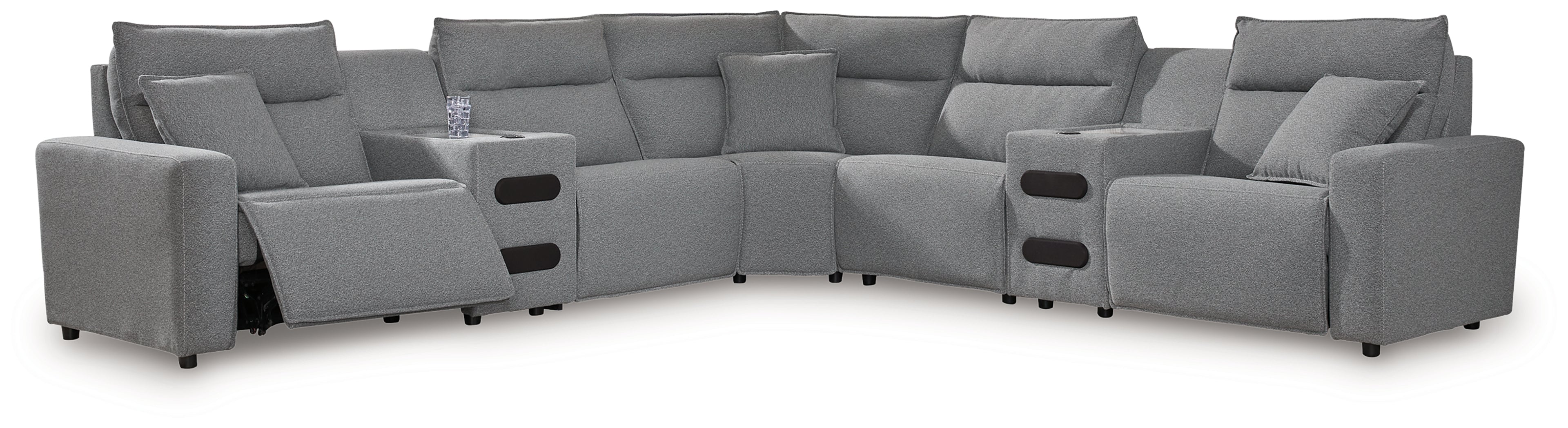Modmax Salt and Pepper 7-Piece Power Reclining Sectional with Chaise - 65906S9