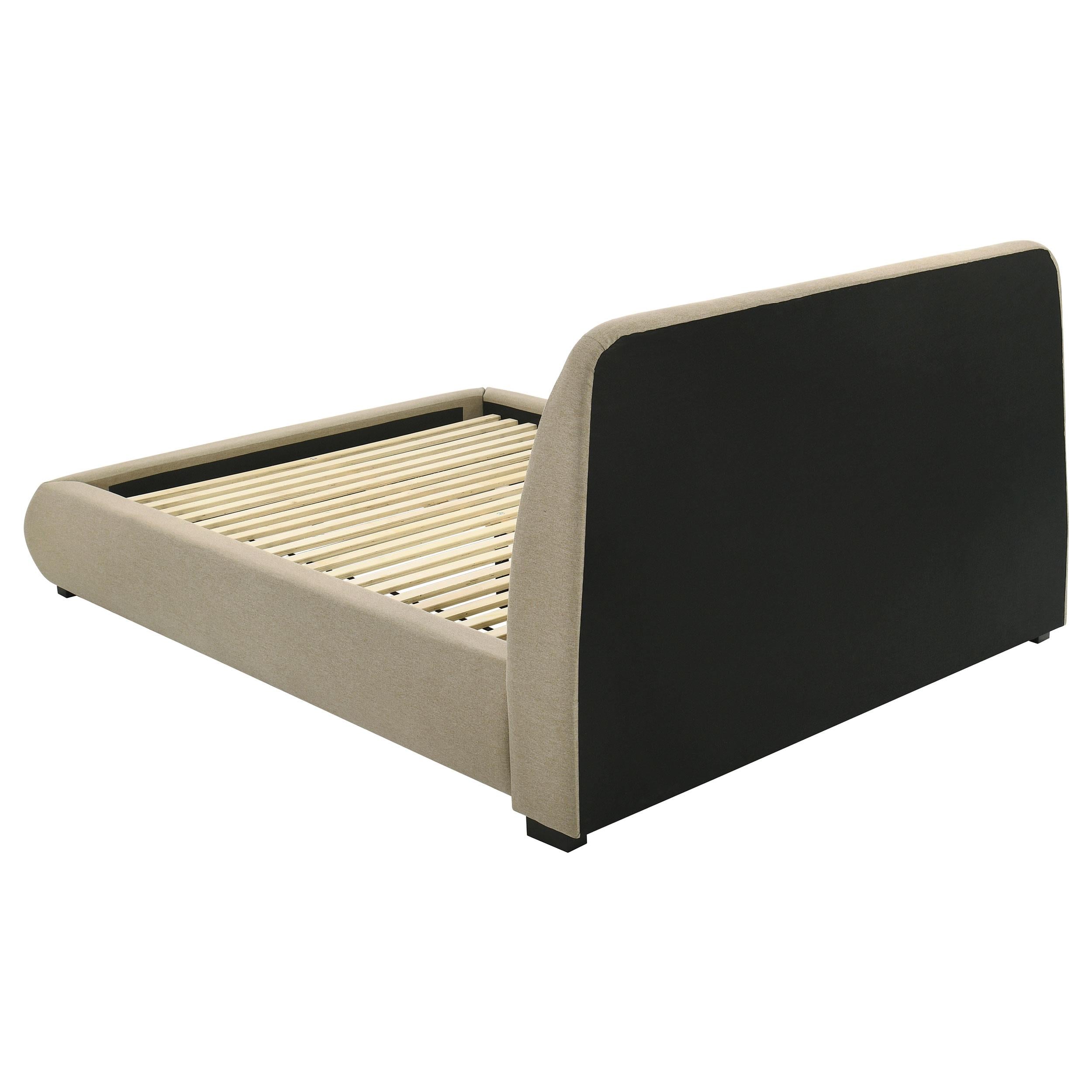 Mokena 46-inch Upholstered California King Platform Bed Brown - 310091KW