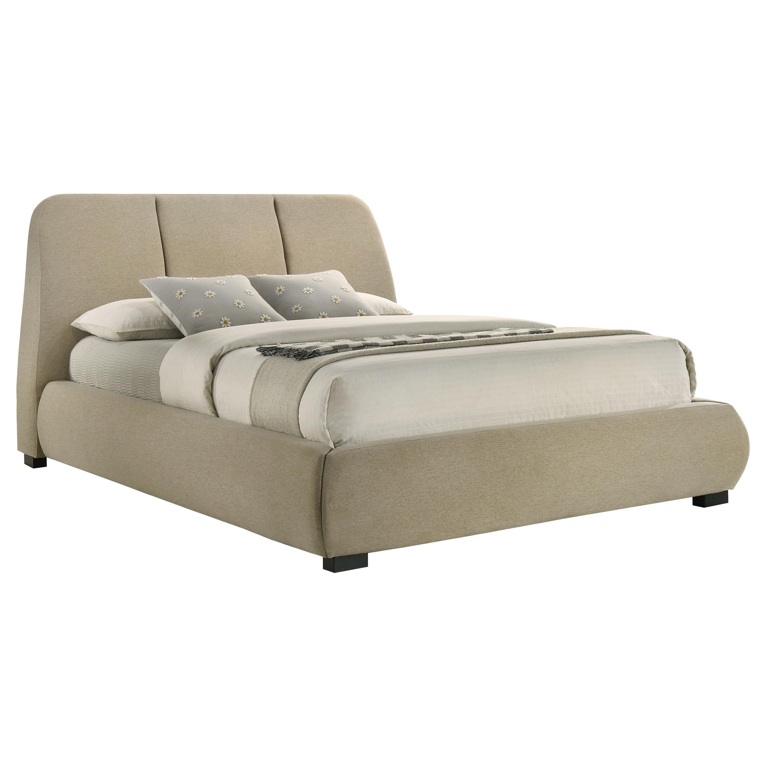 Mokena 46-inch Upholstered Queen Platform Bed Brown - 310091Q