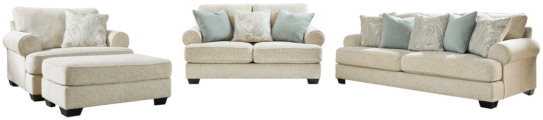 Monaghan Sofa, Loveseat, Chair and Ottoman in Sandstone - PKG001877