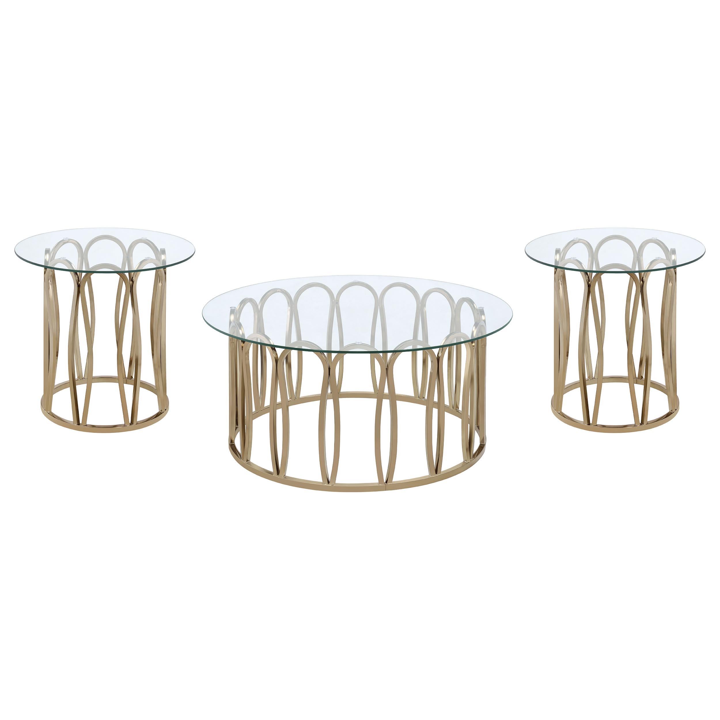 Monett 3-piece Coffee and End Table Set Chocolate Chrome - 708058-S3