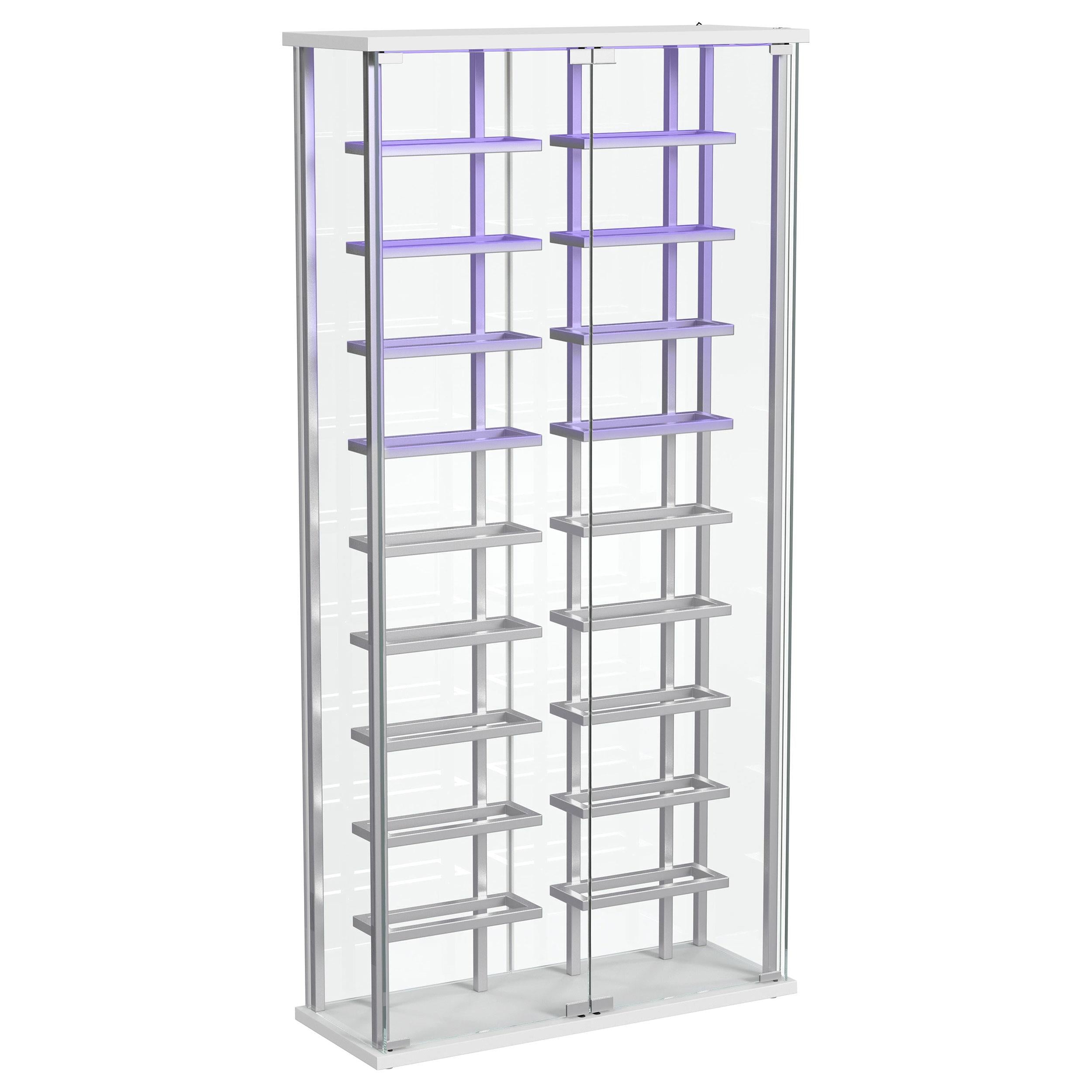 Montara Tempered Glass Wine Storage Display Curio Cabinet with LED Lighting Chrome - 182037