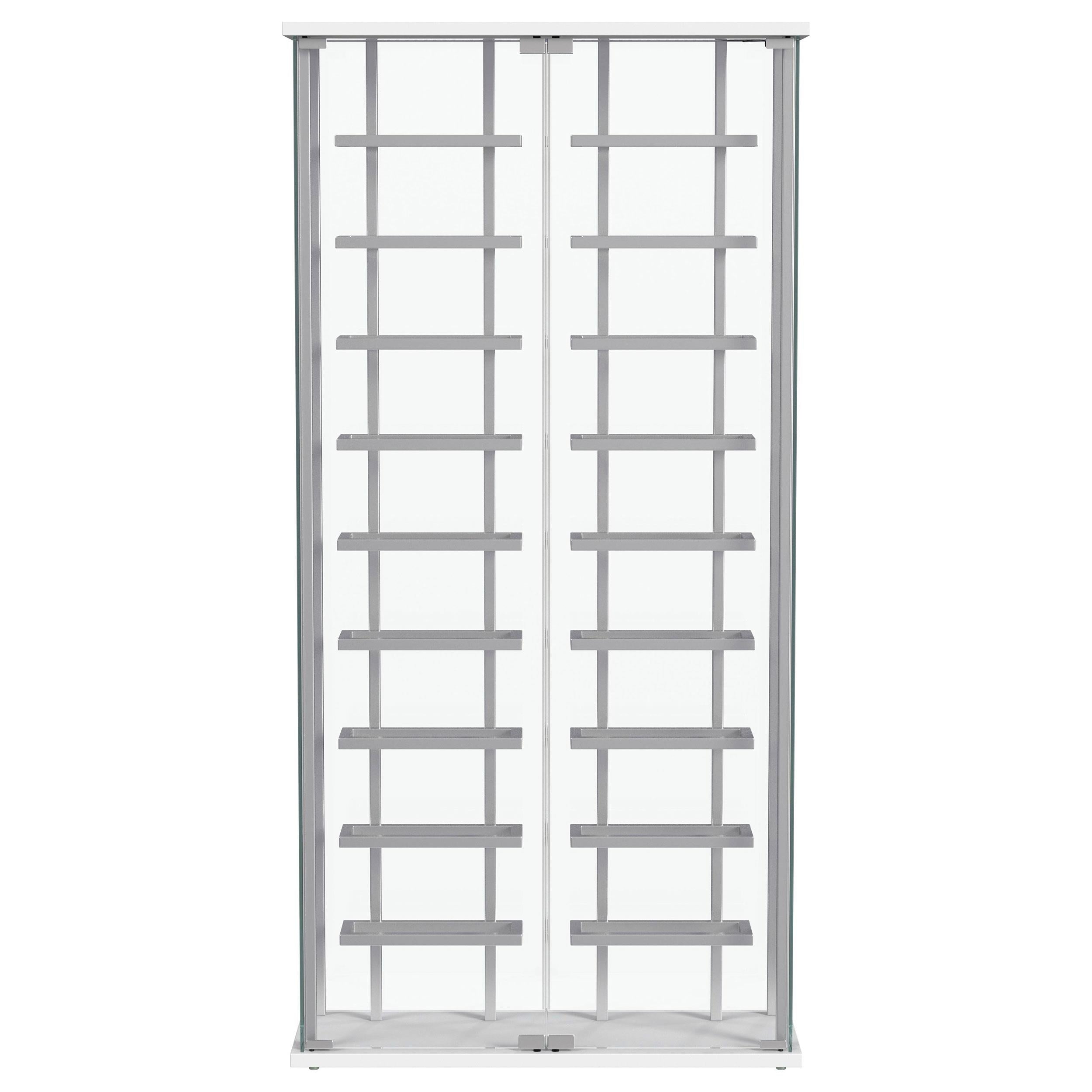 Montara Tempered Glass Wine Storage Display Curio Cabinet with LED Lighting Chrome - 182037