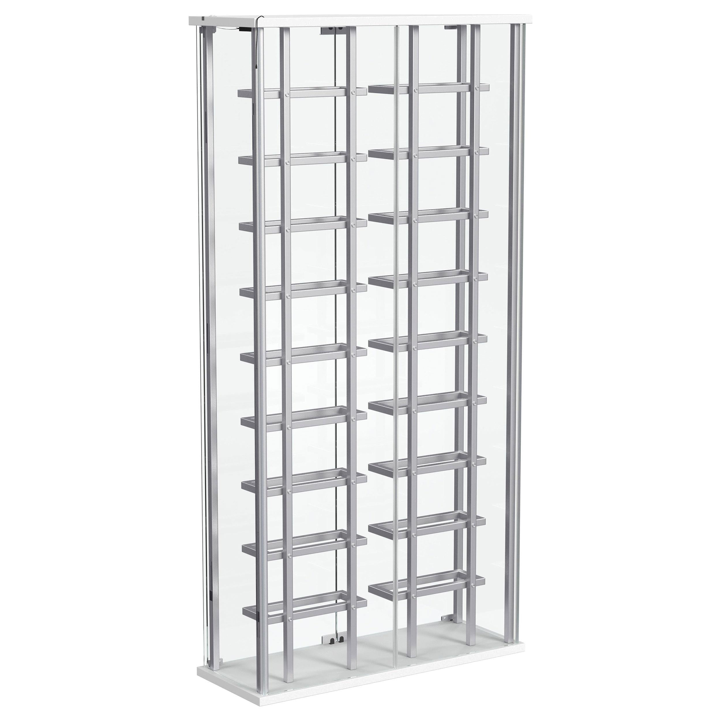 Montara Tempered Glass Wine Storage Display Curio Cabinet with LED Lighting Chrome - 182037