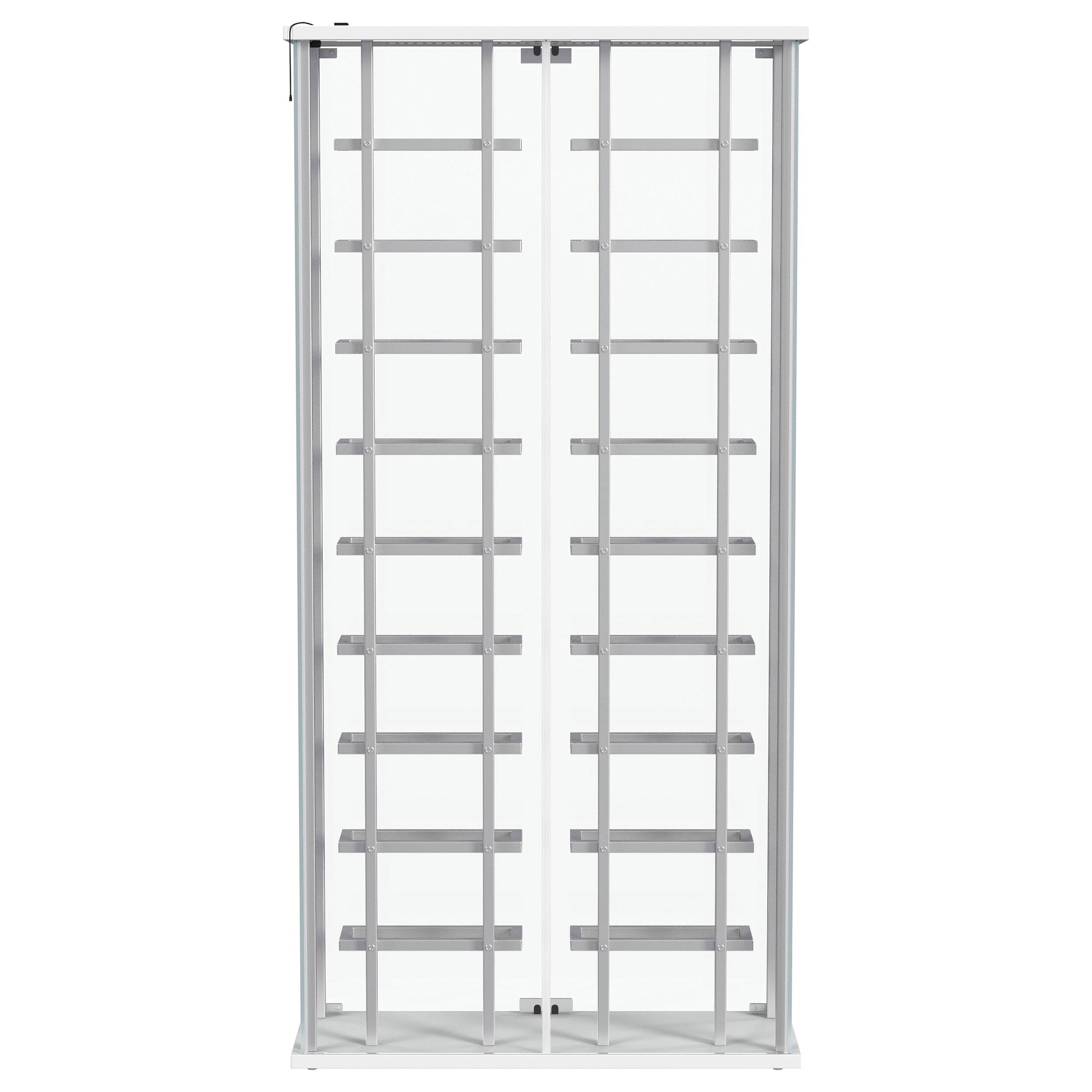 Montara Tempered Glass Wine Storage Display Curio Cabinet with LED Lighting Chrome - 182037