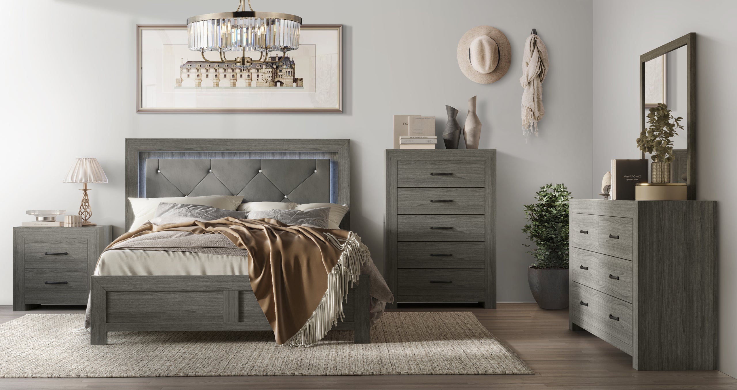 MOONLIGHT - 5pc Queen, King Bedroom Set *KING 5PC - MOONLIGHT BEDROOM SET KING 5PC