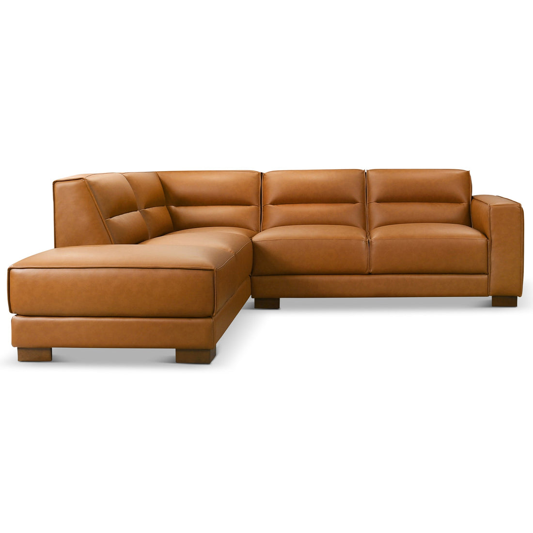 Muncie L-Shaped Sofa with Plush Cushions & Walnut Wood Legs - SEC00403601