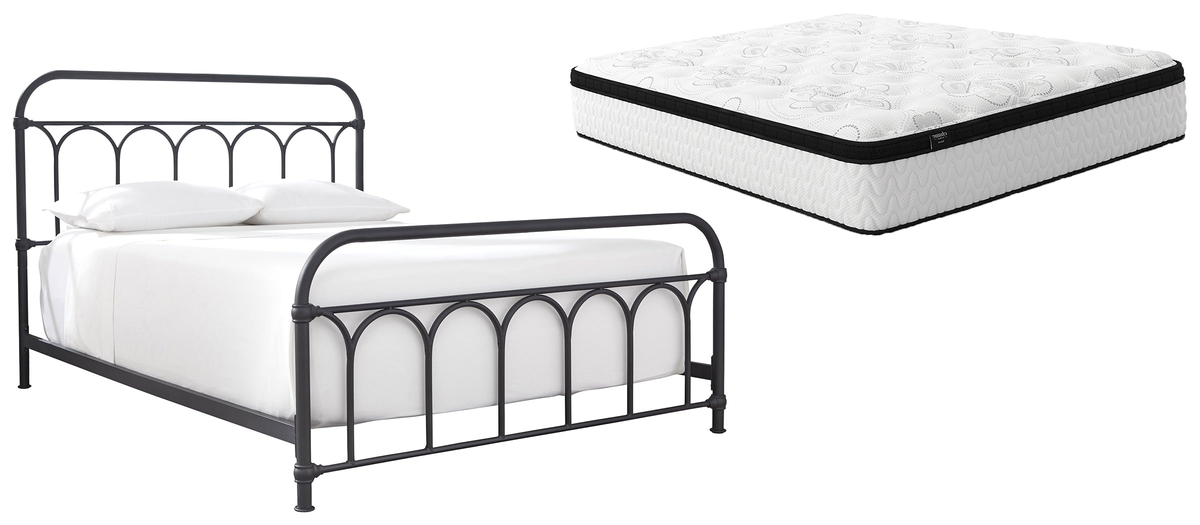 Nashburg Queen Metal Bed with Mattress in Black from Ashley - Luna Furniture