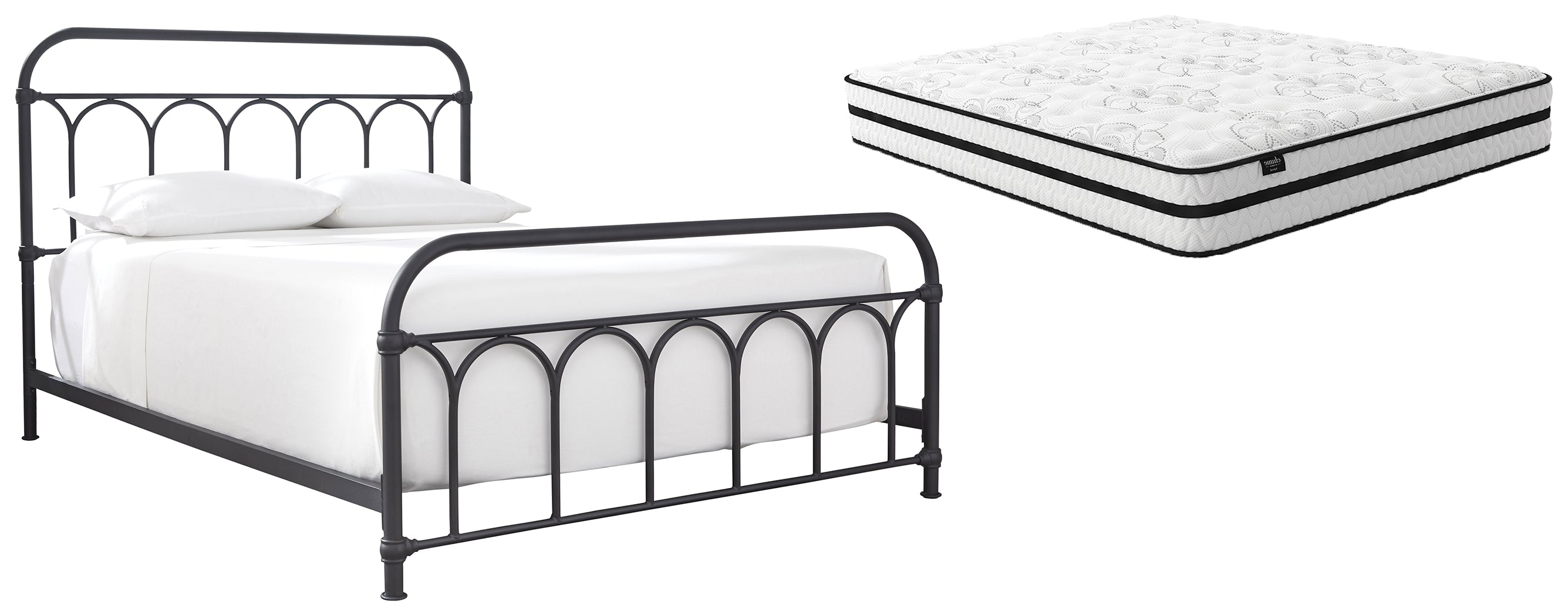 Nashburg Queen Metal Bed with Mattress in Black from Ashley - Luna Furniture