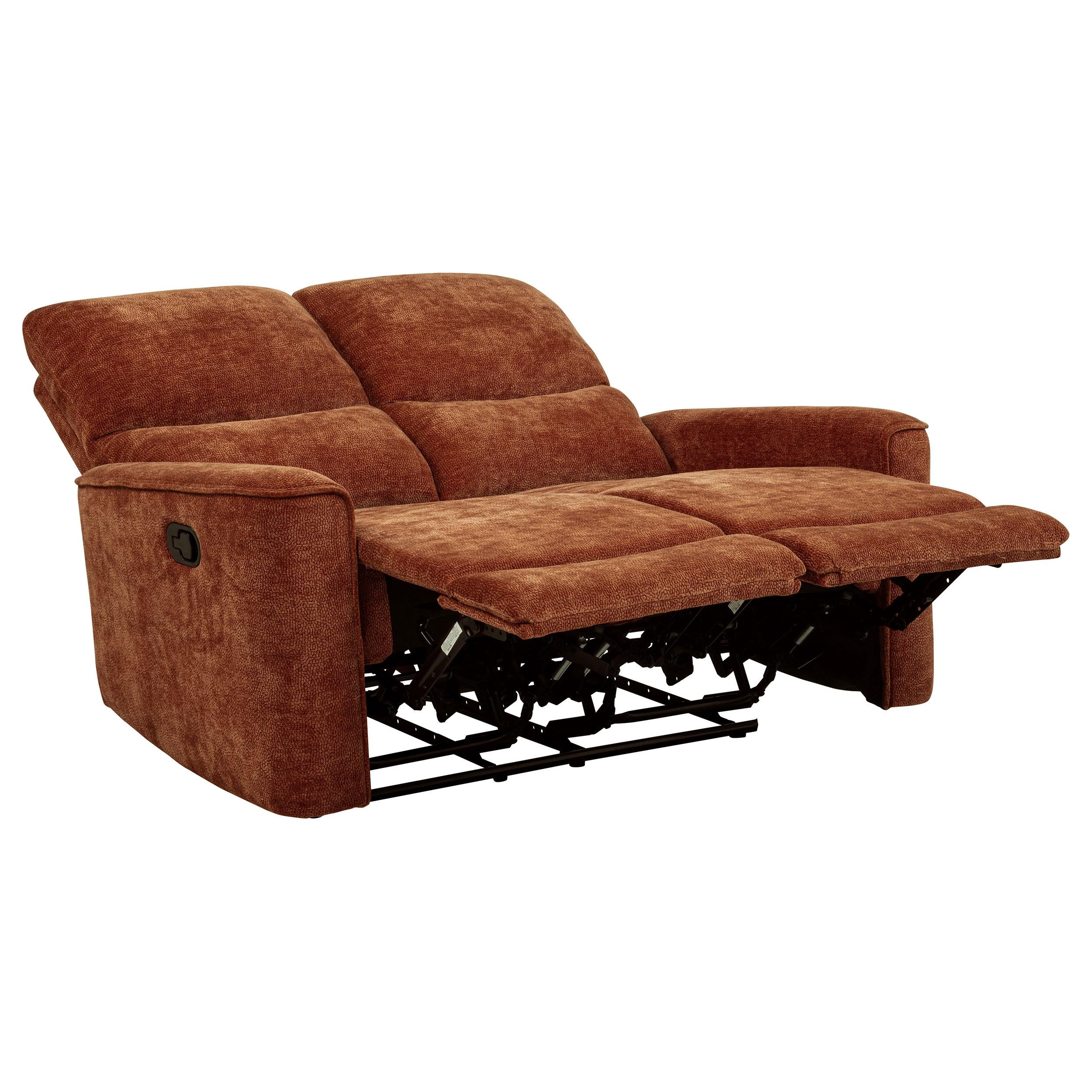 Navarro Chenille Upholstered Reclining Loveseat Burnt Orange - 609575