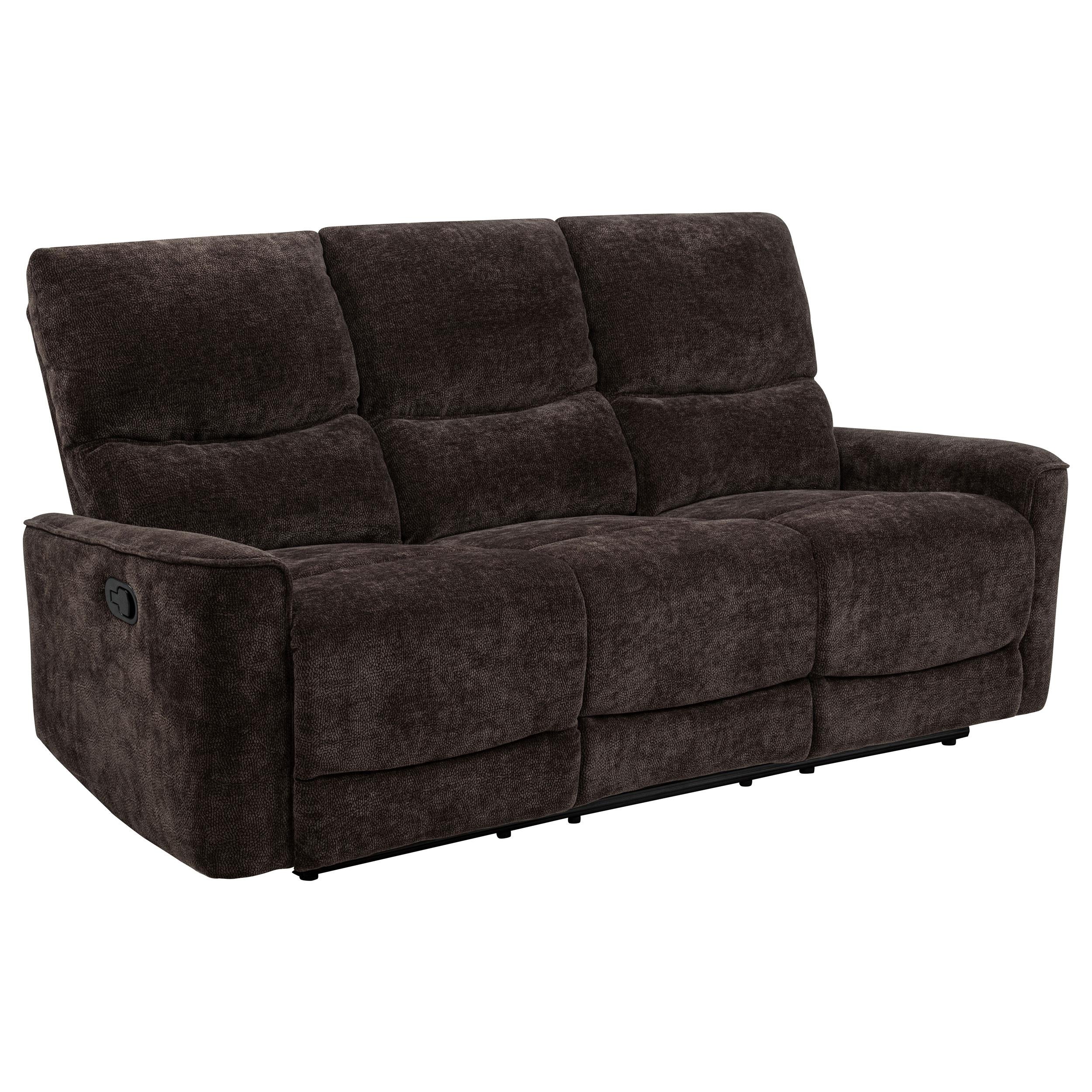 Navarro Chenille Upholstered Reclining Sofa Dark Brown - 609571