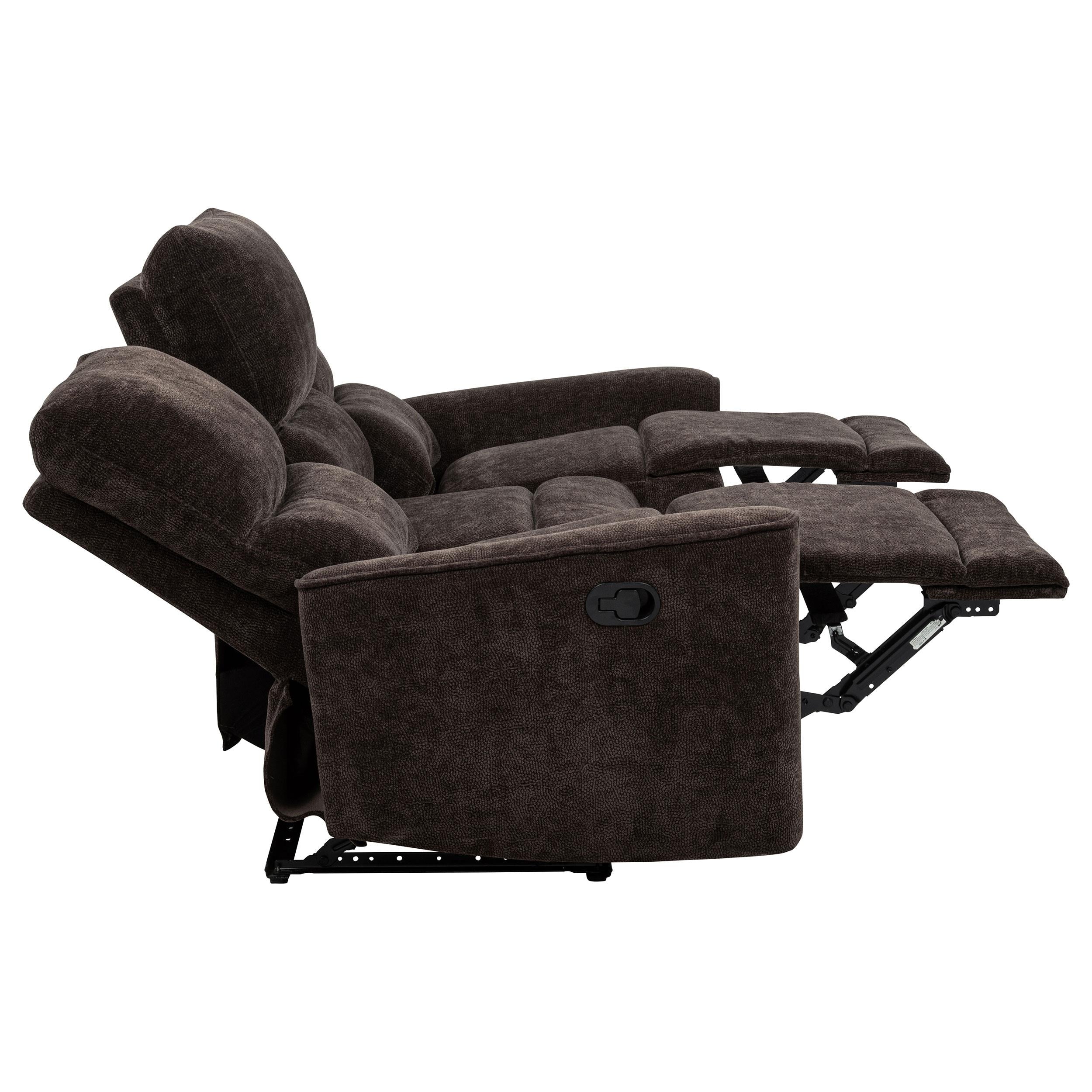 Navarro Chenille Upholstered Reclining Sofa Dark Brown - 609571