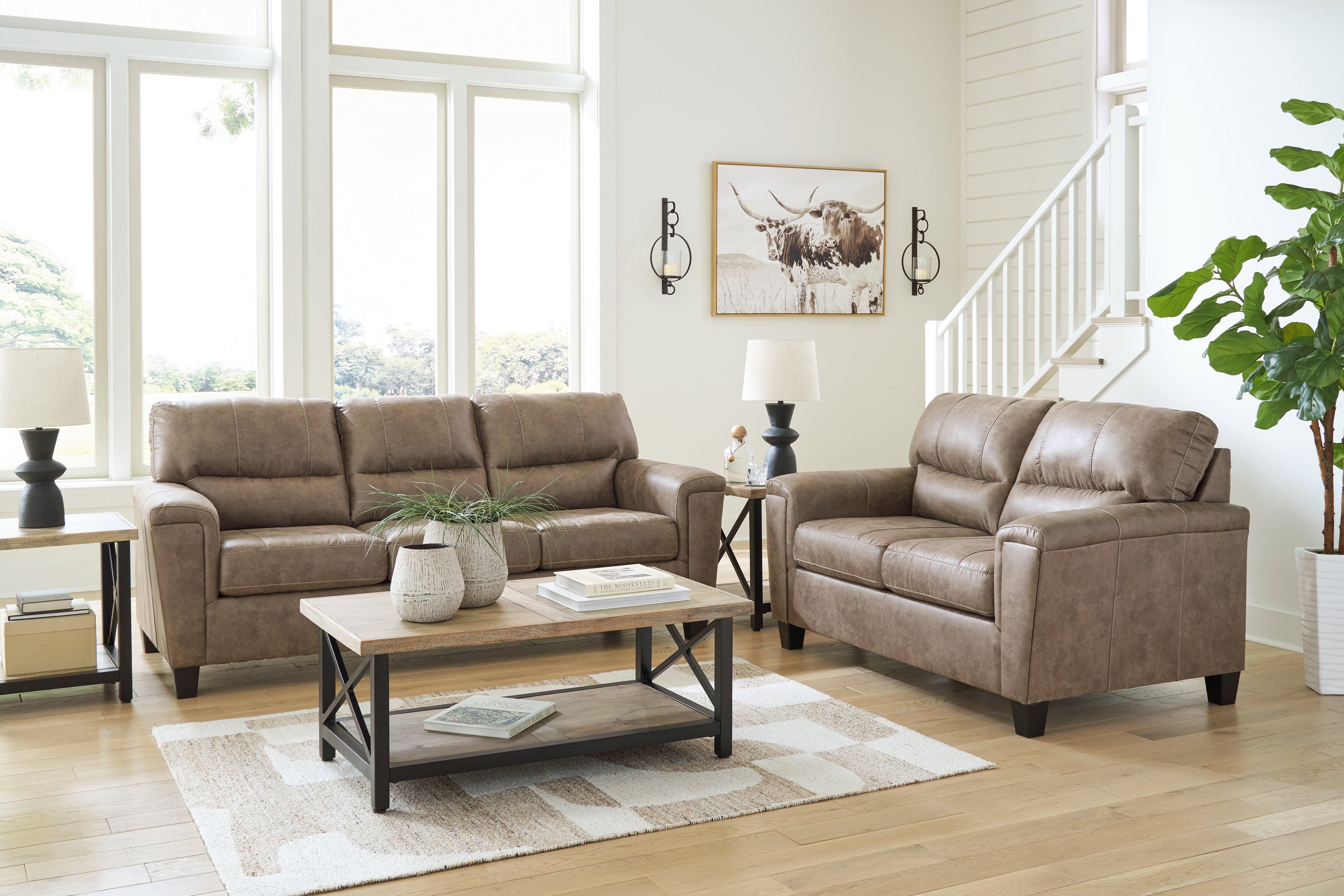 Navi Sofa and Loveseat in Fossil - PKG016504