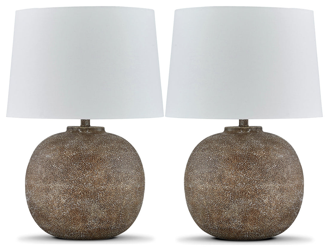 Neavesboro 2-Piece Table Lamp Set in Antique Brown/White - PKG019347