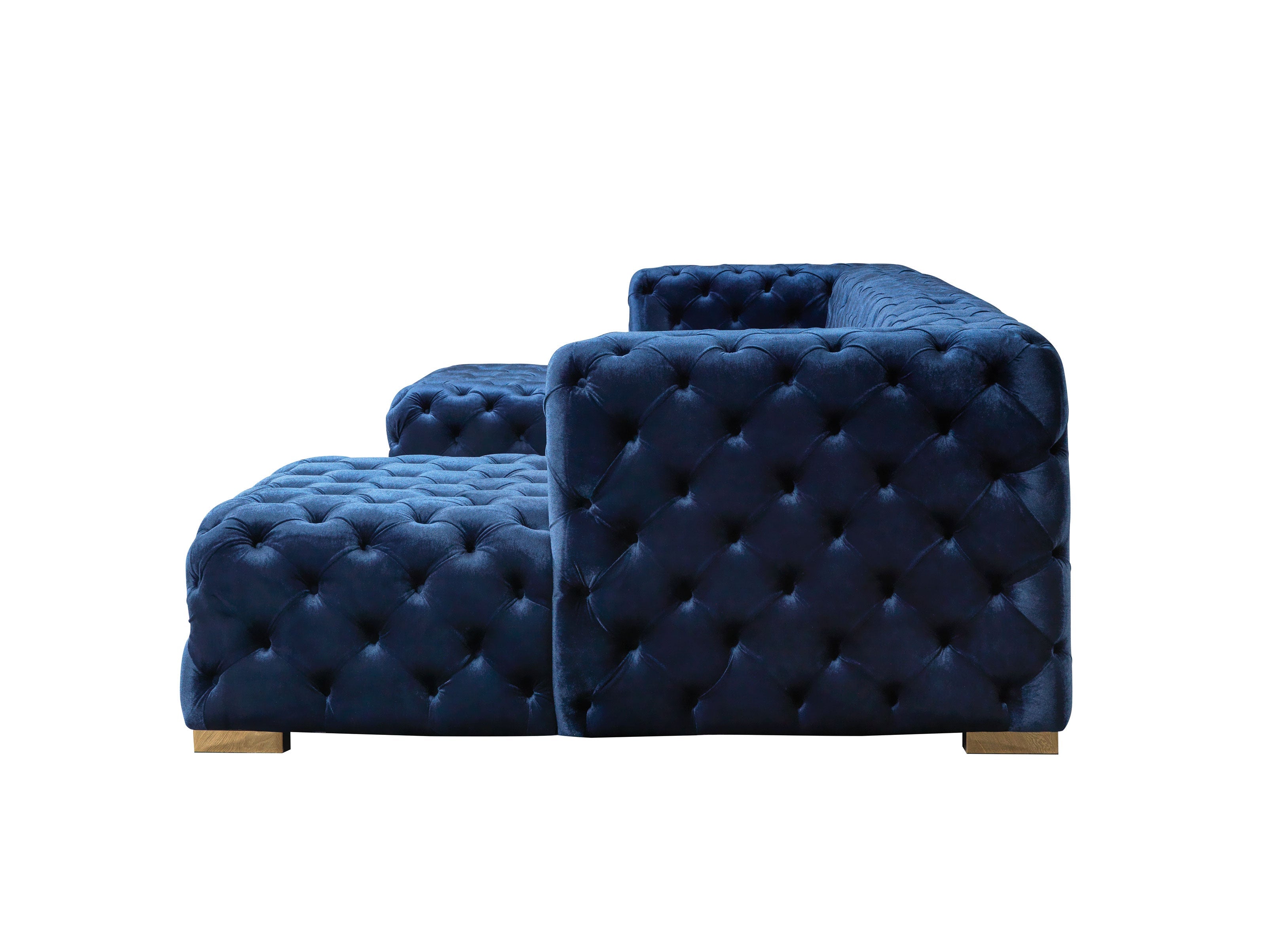 Neva Blue Velvet Double Chaise 138" Sectional - NEVABLUE-SEC