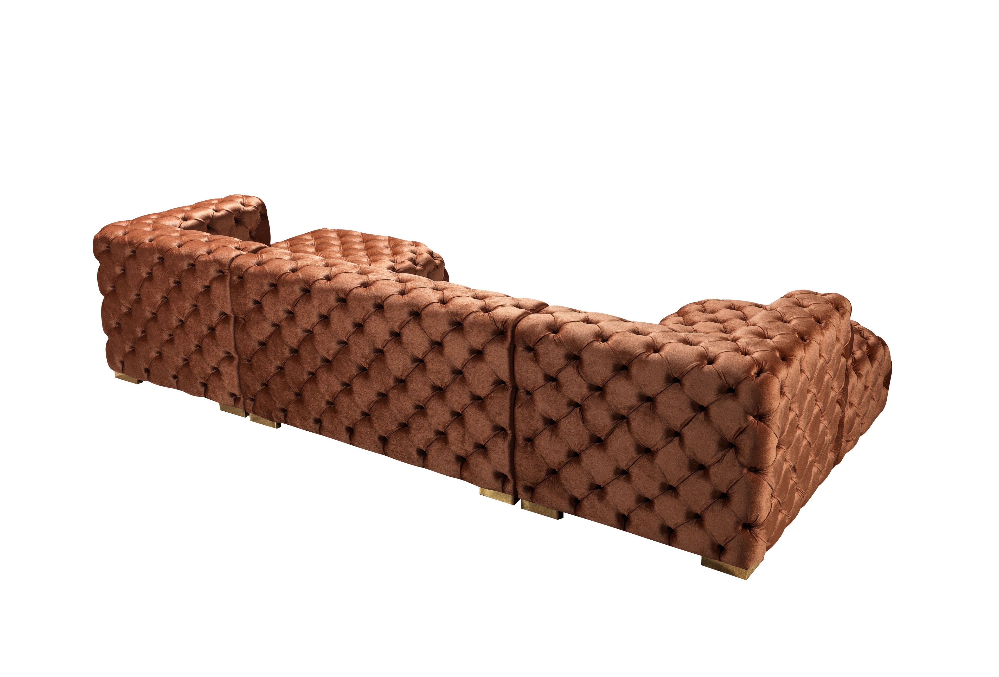 Neva Orange Velvet Double Chaise 138" Sectional - NEVAORANGE-SEC