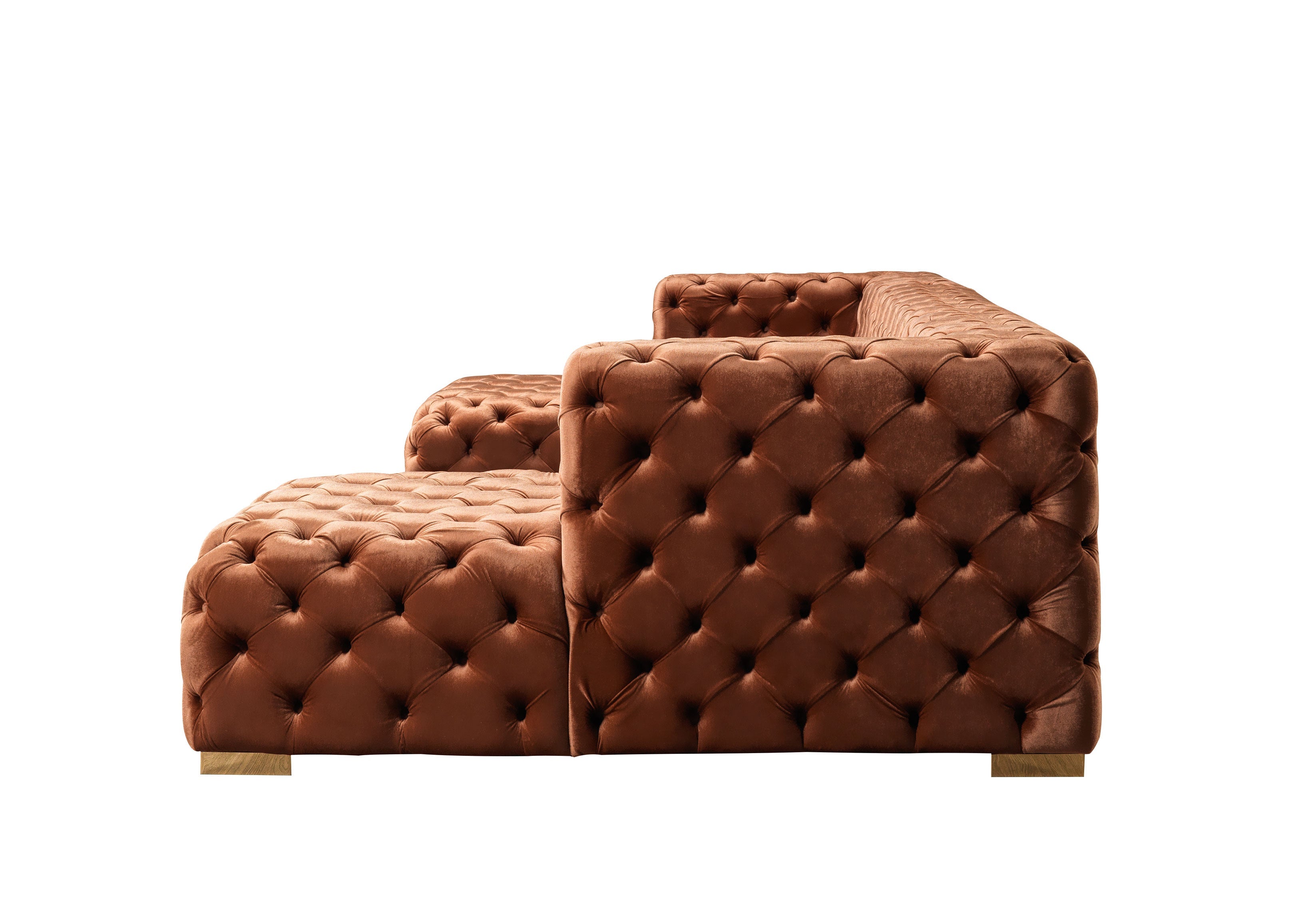 Neva Orange Velvet Double Chaise 138" Sectional - NEVAORANGE-SEC