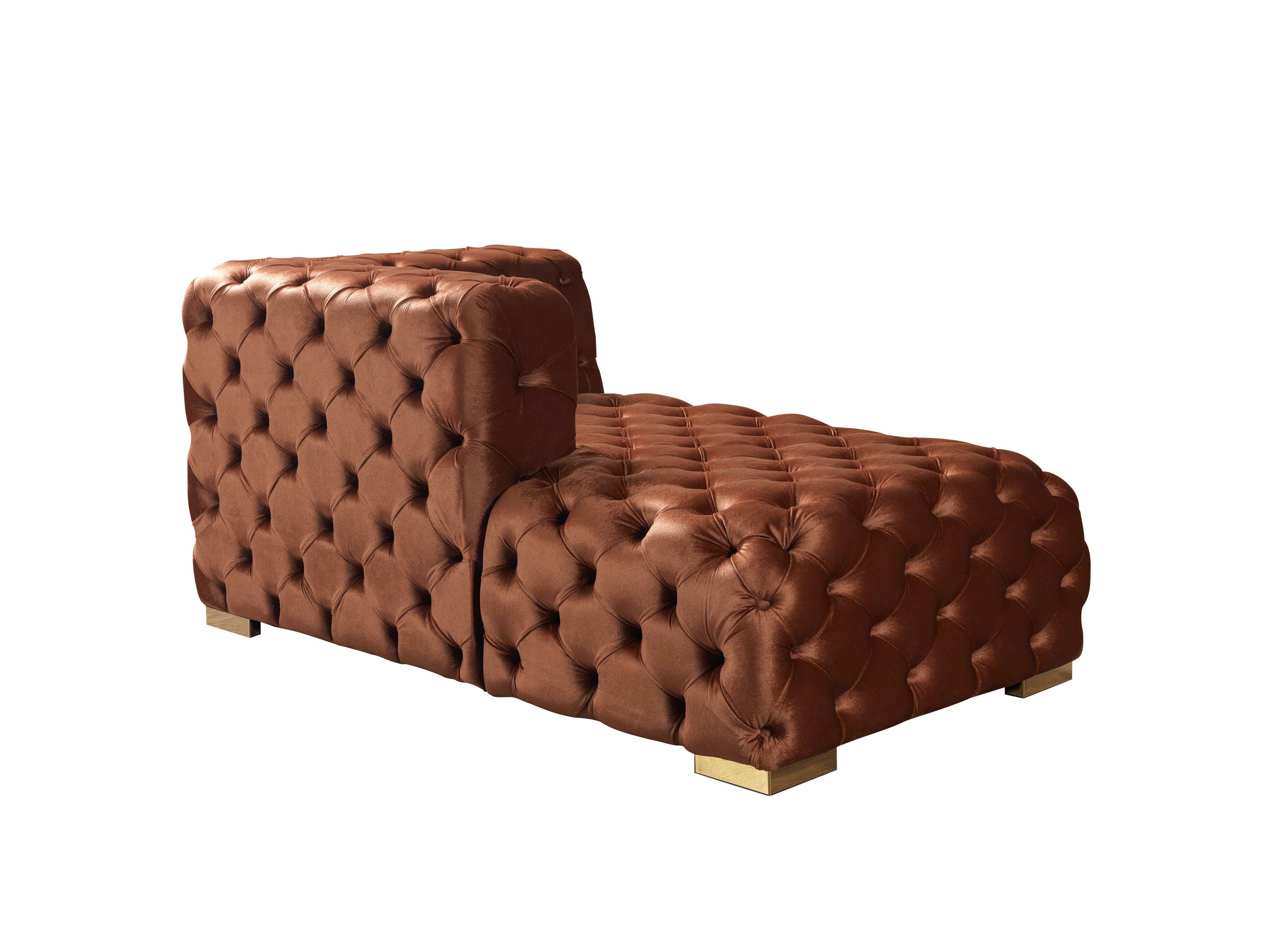Neva Orange Velvet Double Chaise 138" Sectional - NEVAORANGE-SEC