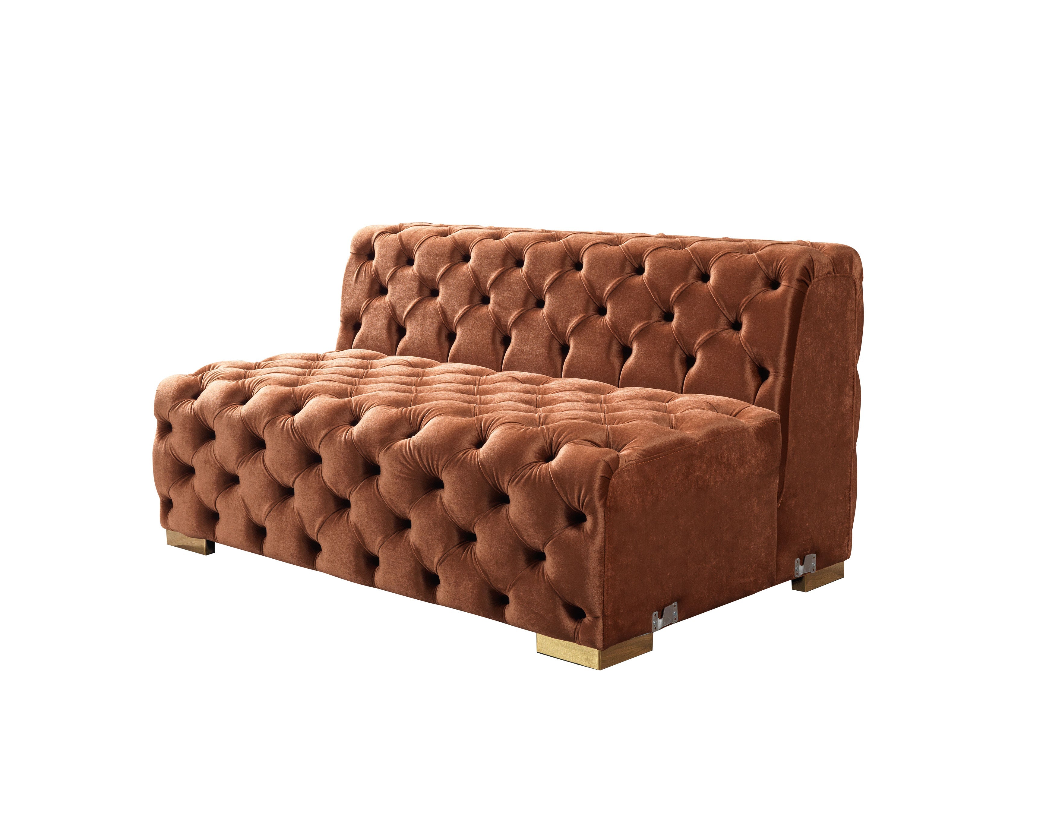 Neva Orange Velvet Double Chaise 138" Sectional - NEVAORANGE-SEC