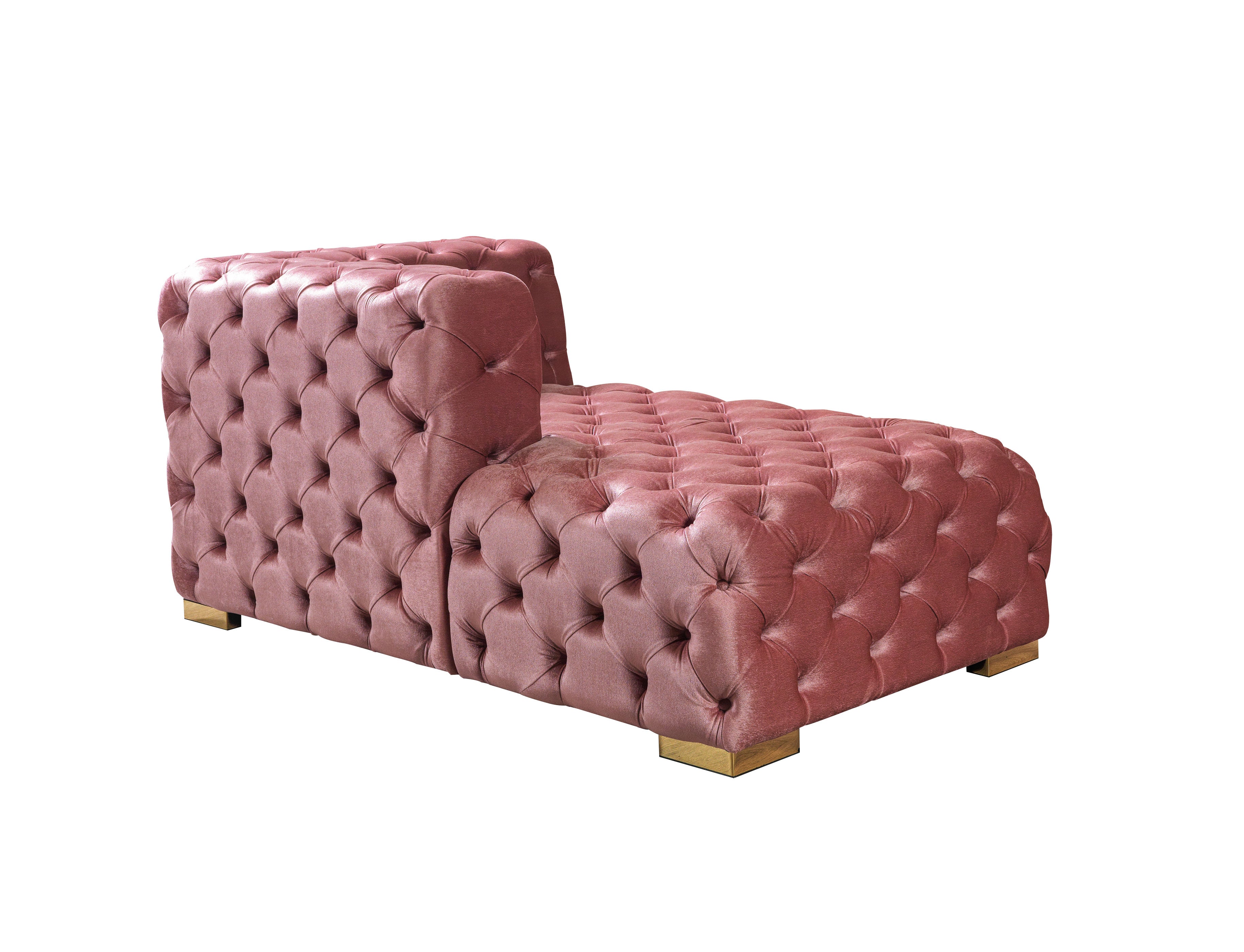 Neva Pink Velvet Double Chaise 138" Sectional - NEVAPINK-SEC