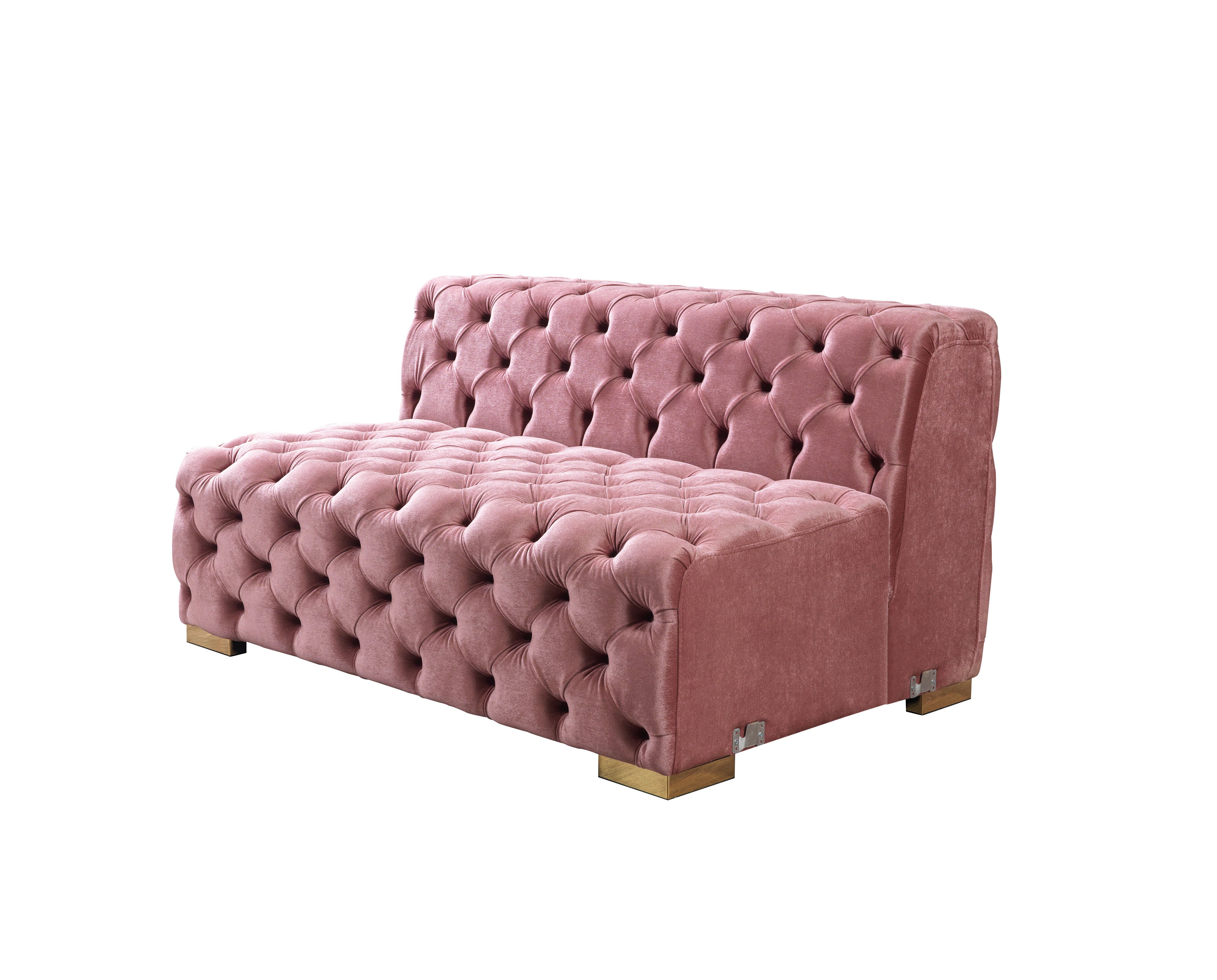 Neva Pink Velvet Double Chaise 138" Sectional - NEVAPINK-SEC