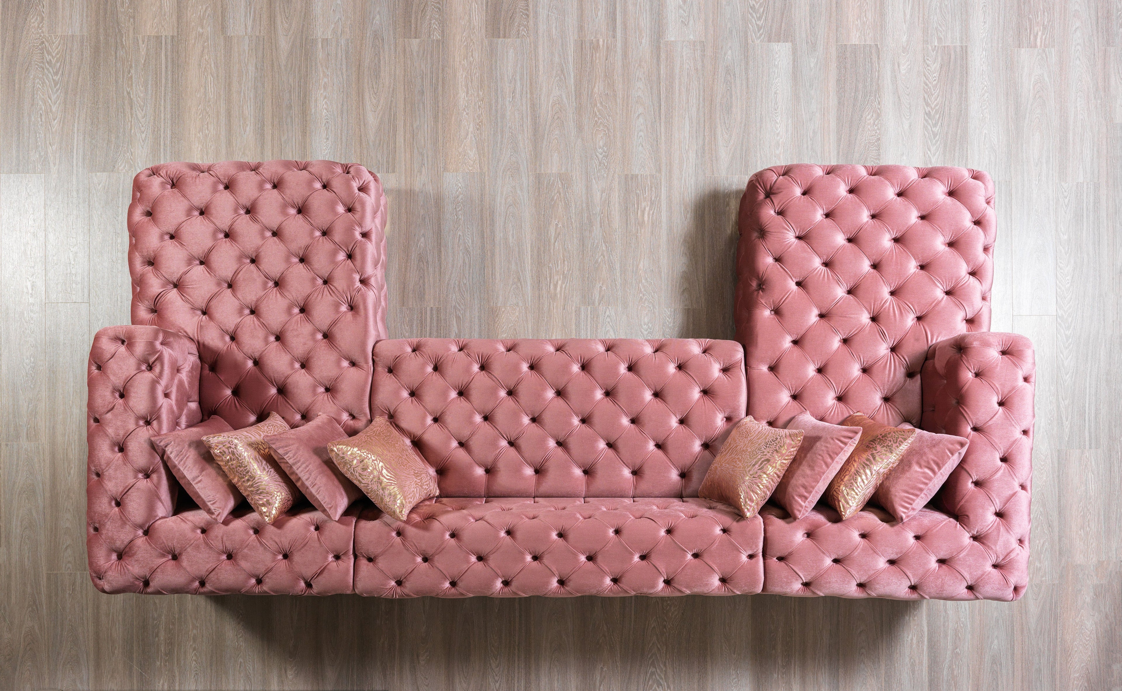 Neva Pink Velvet Double Chaise 138" Sectional - NEVAPINK-SEC