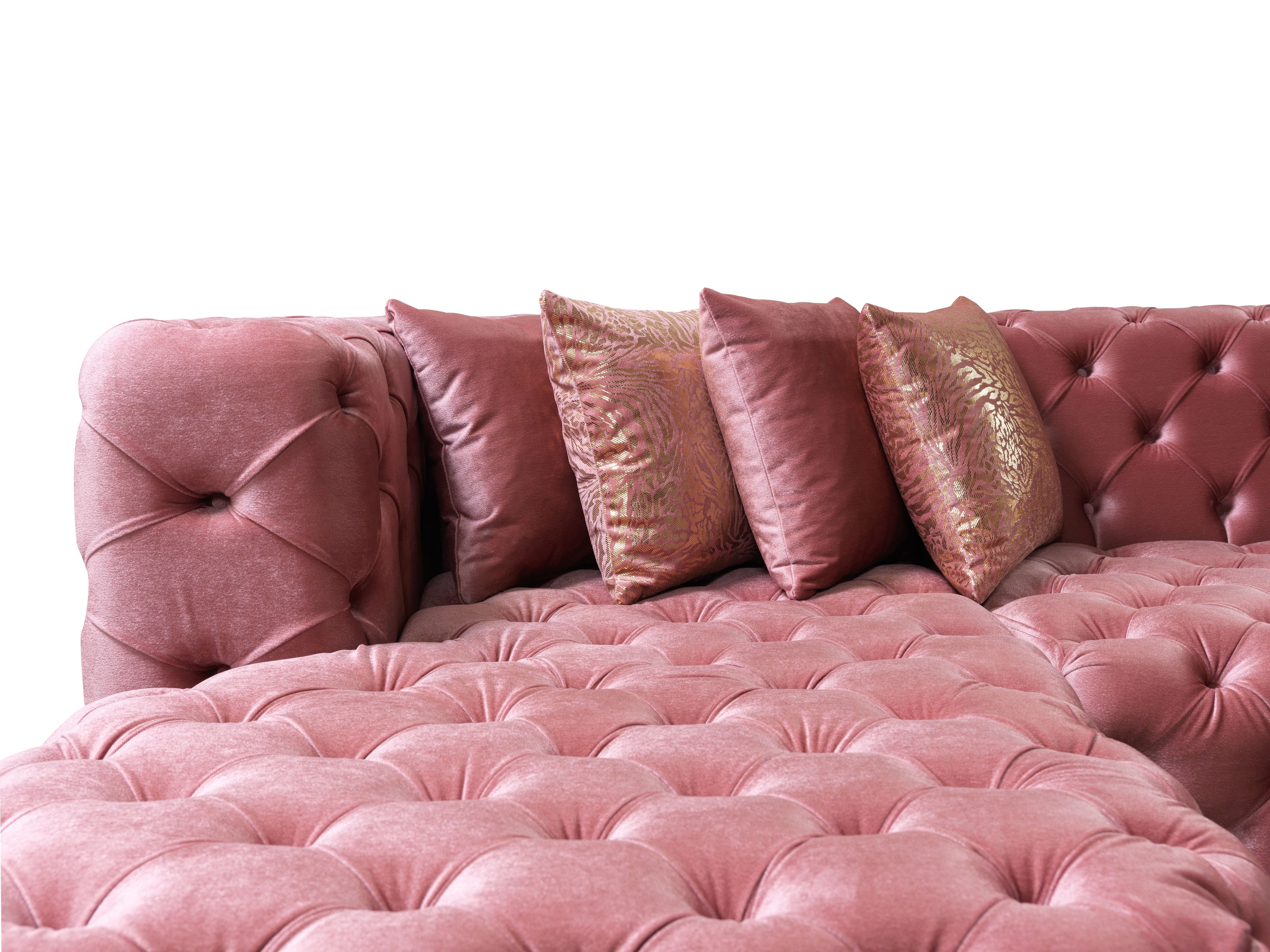 Neva Pink Velvet Double Chaise 138" Sectional - NEVAPINK-SEC