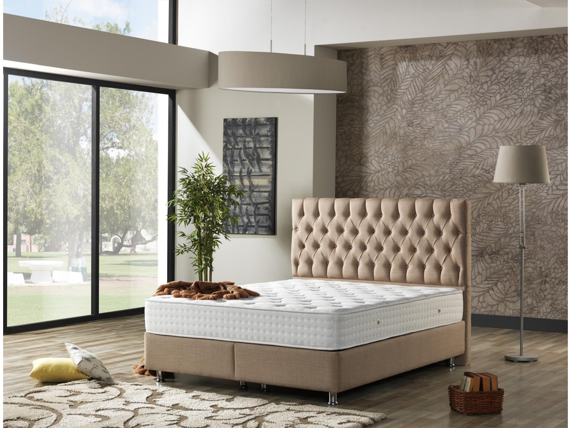 Nevada Queen Storage Bed With Headboard in Cream