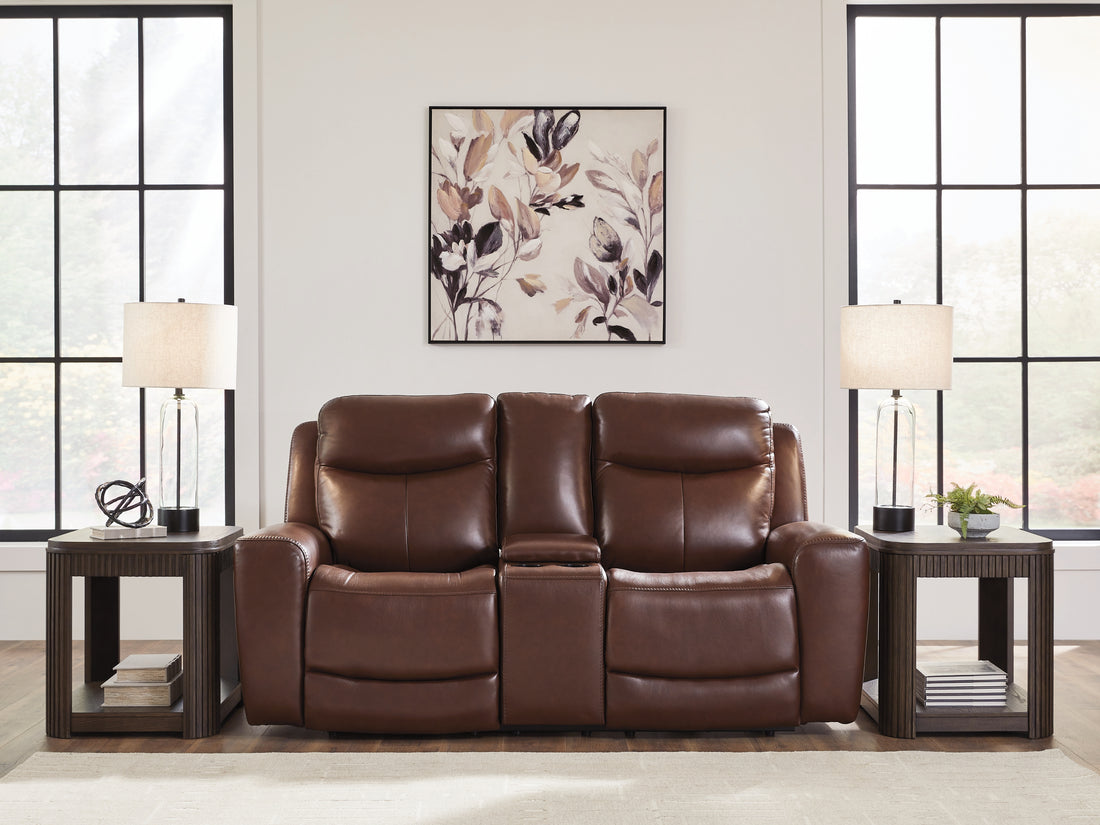 Next Move Mahogany Power Reclining Loveseat with Console - PCU1210218