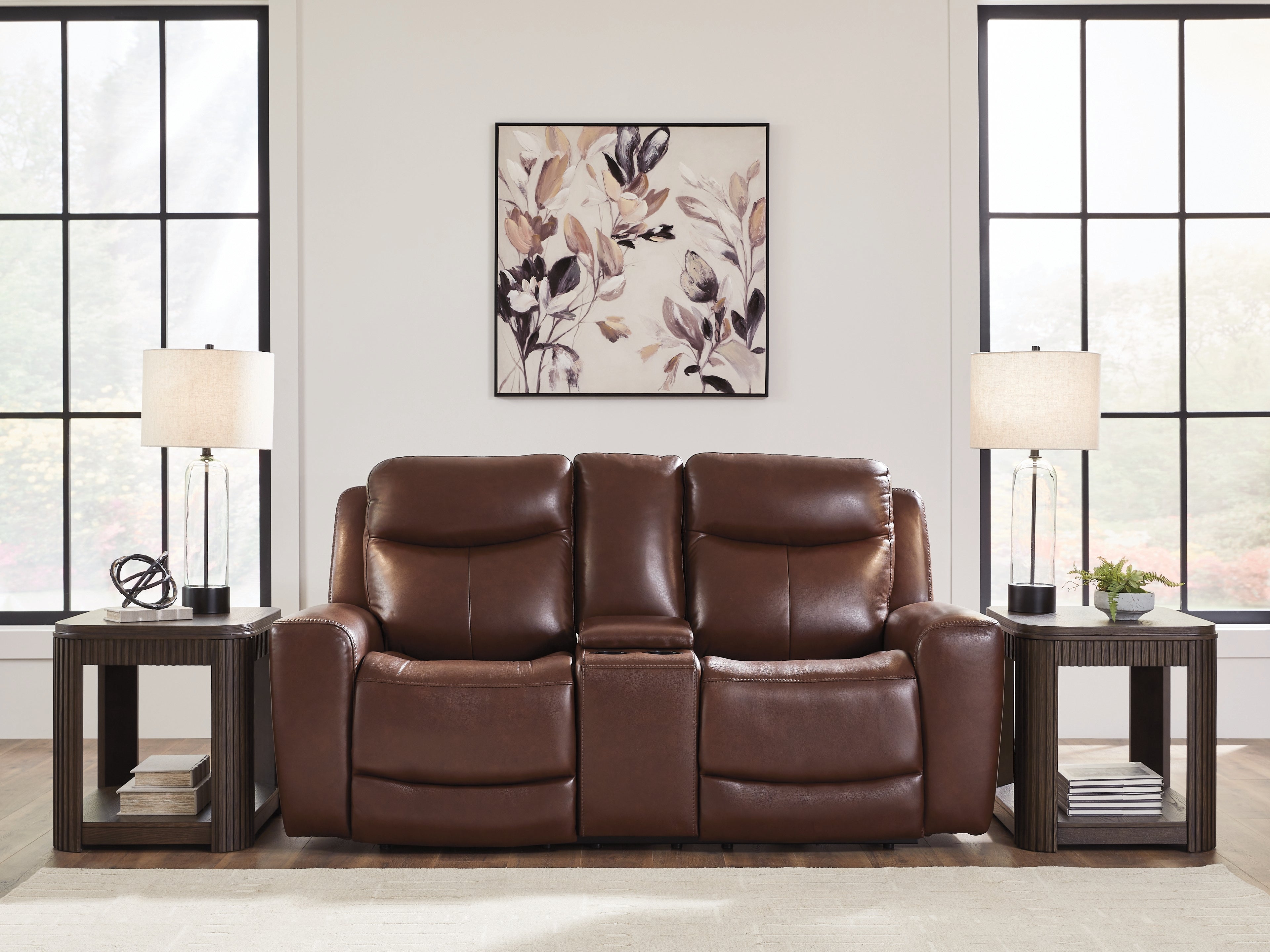 Next Move Mahogany Power Reclining Loveseat with Console - PCU1210218