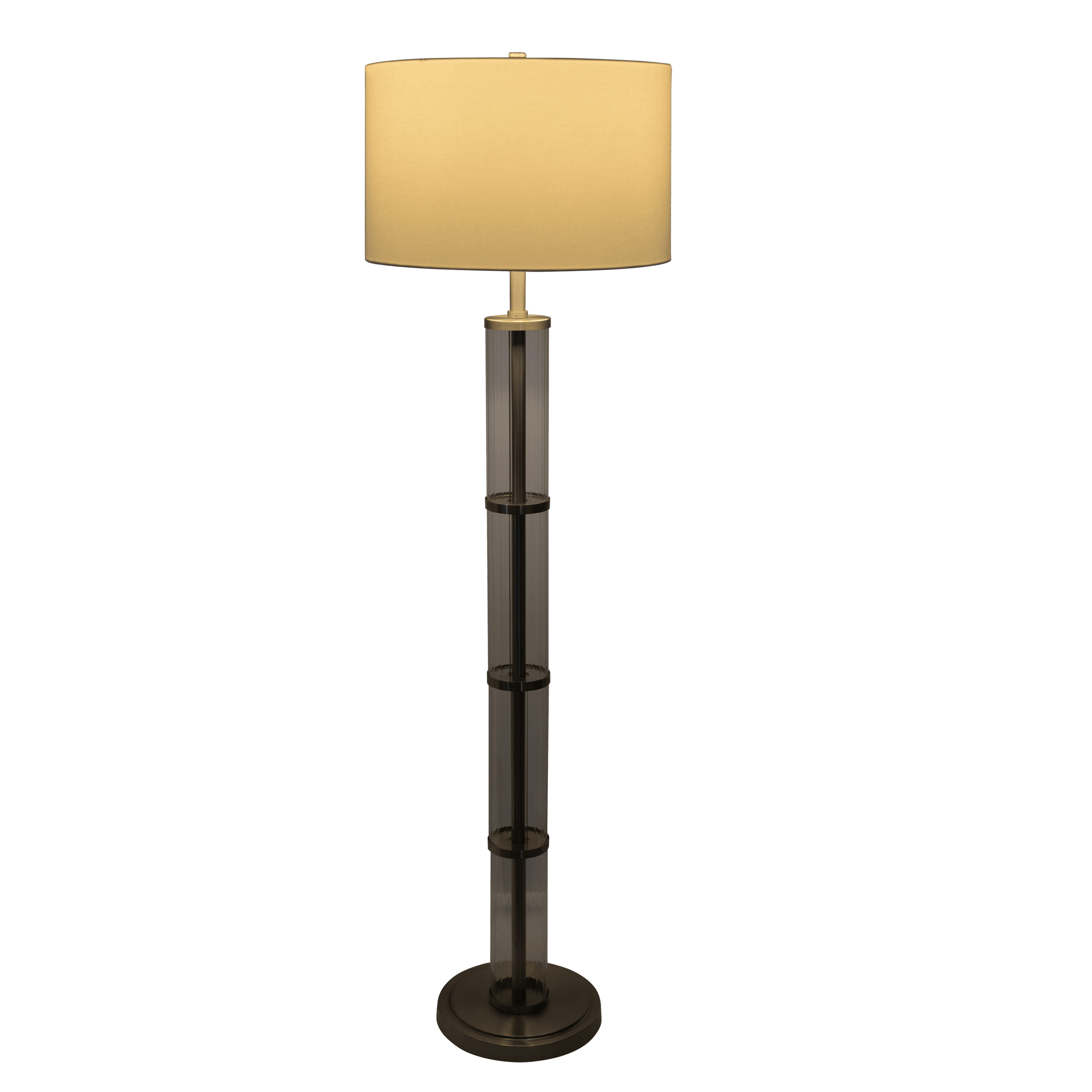 Nimbus Brushed Nickel Floor Lamp with 3-Way Rotary Switch Clear Glass Body Metal Base - FLL03701101