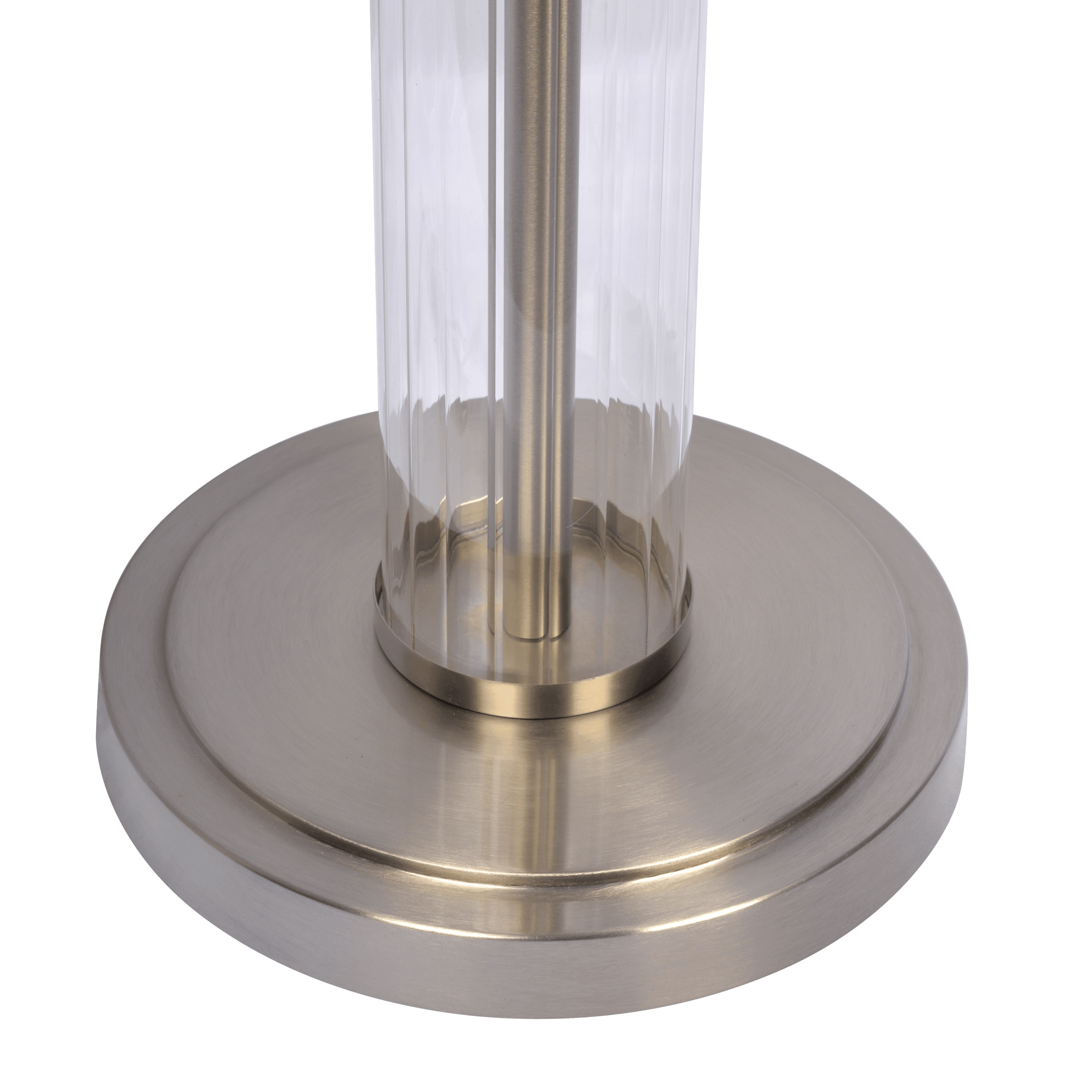 Nimbus Brushed Nickel Floor Lamp with 3-Way Rotary Switch Clear Glass Body Metal Base - FLL03701101