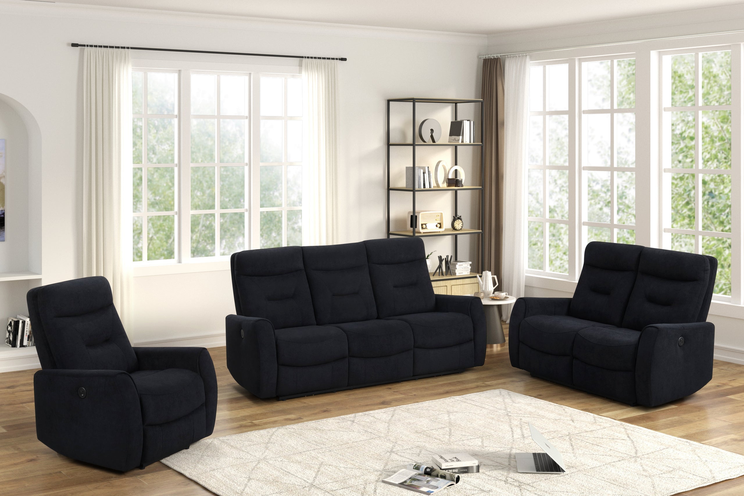 Nina Black - 3PC Power Reclining Set - NINA BLACK 3PC