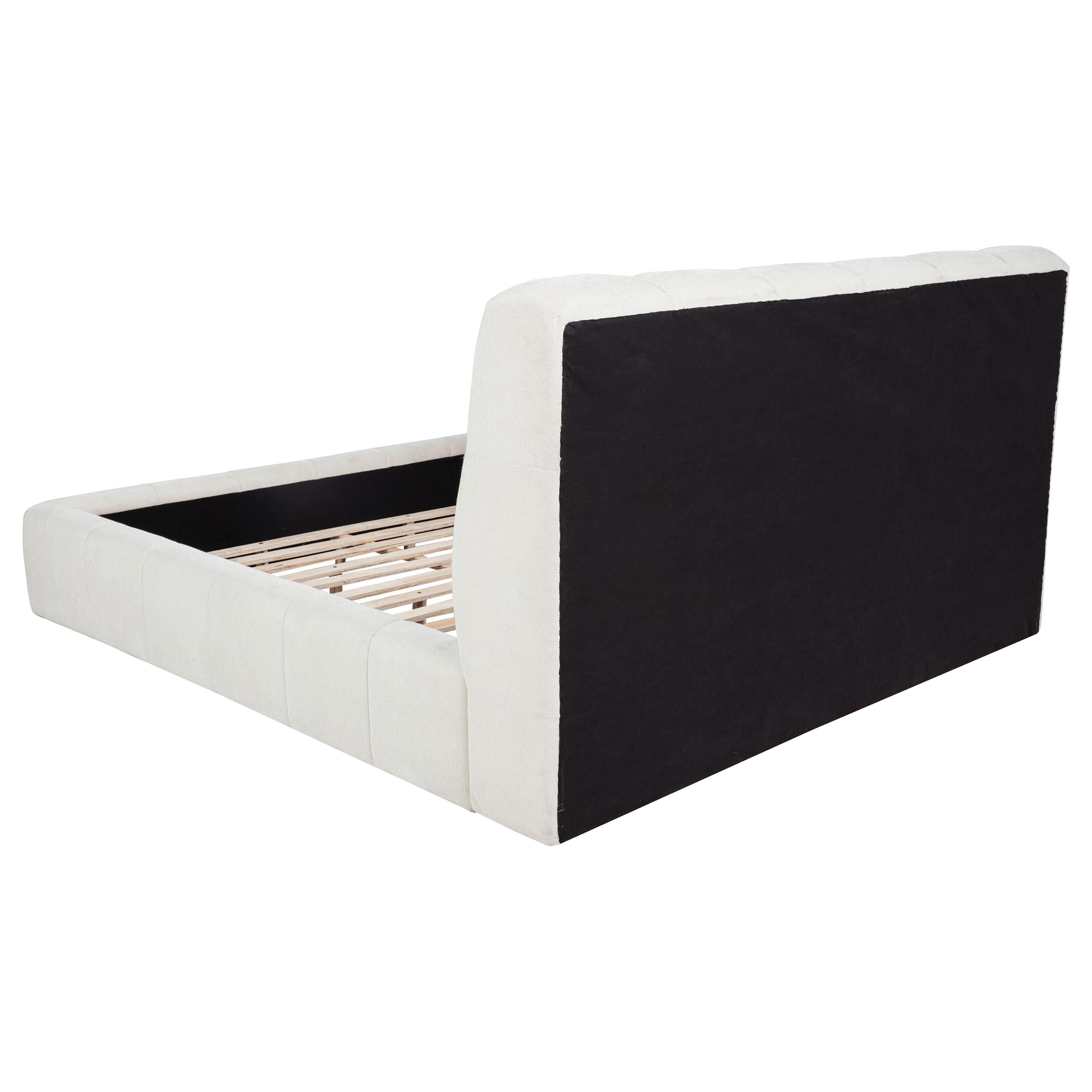 Nollet 48-inch Upholstered Eastern King Platform Bed Cream - 315917CRMKE