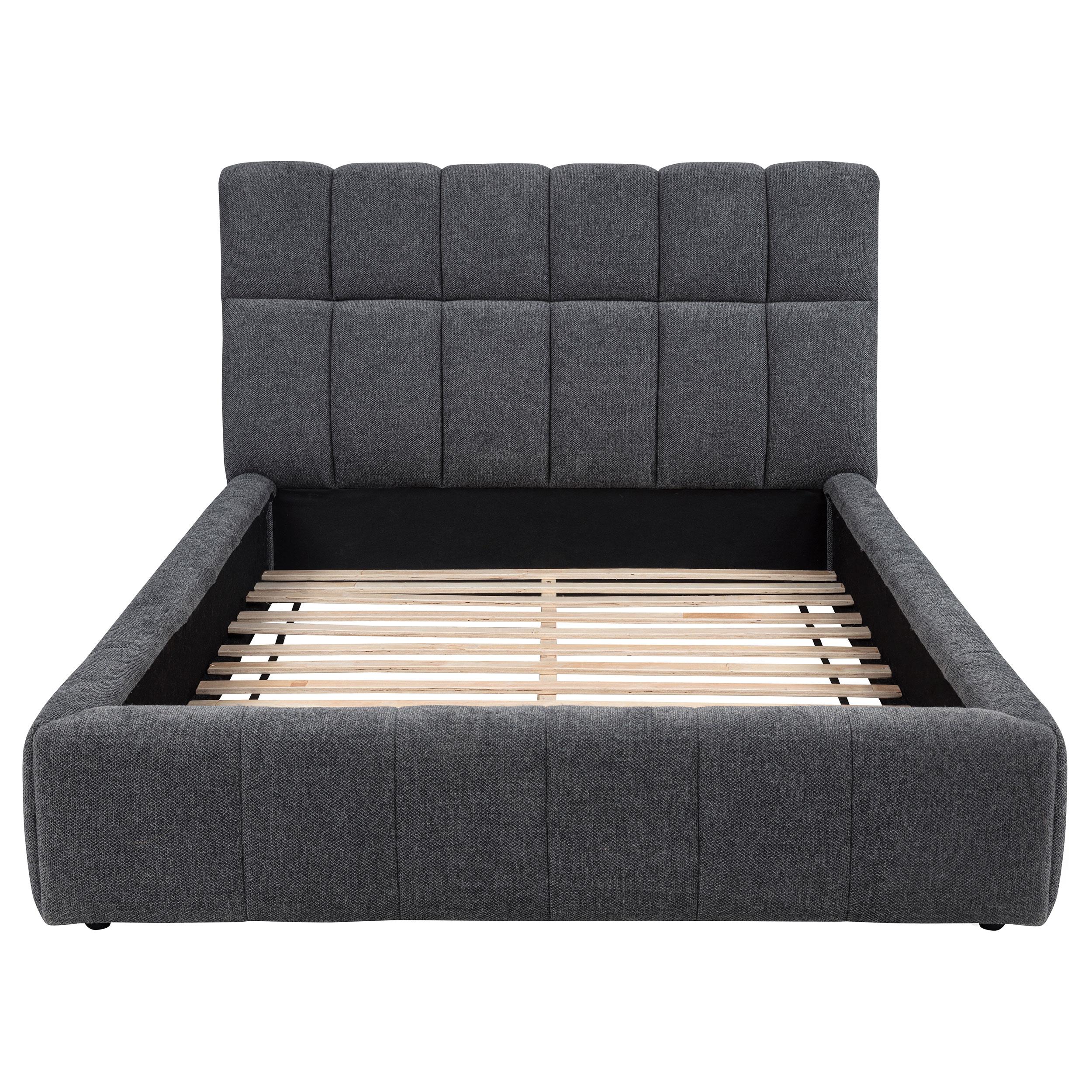 Nollet 48-inch Upholstered Queen Panel Platform Bed Grey - 315917GRYQ