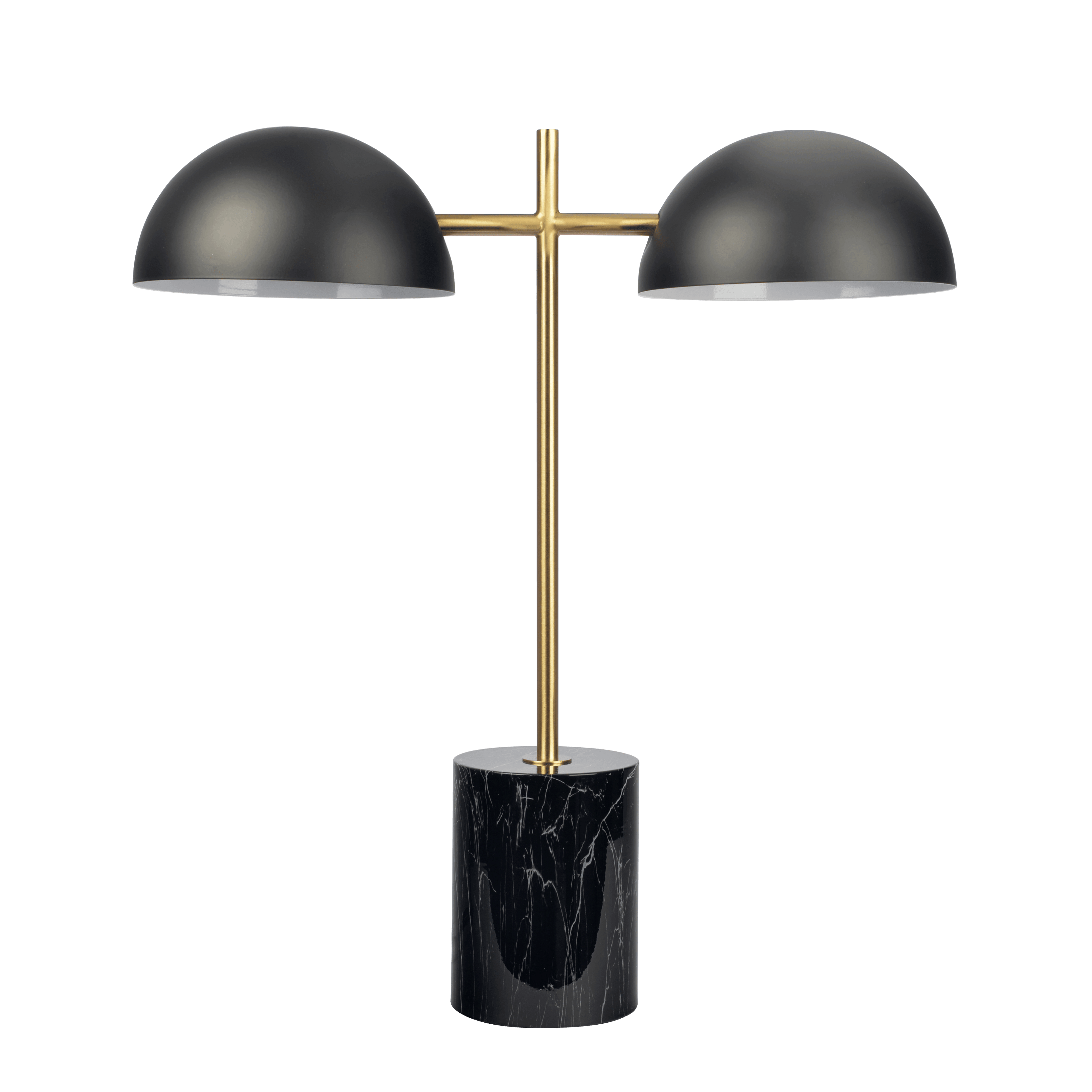 Nova Hydro Black Table Lamp with On/Off Switch Double Lamp with Faux Marble Base - TBL03700901