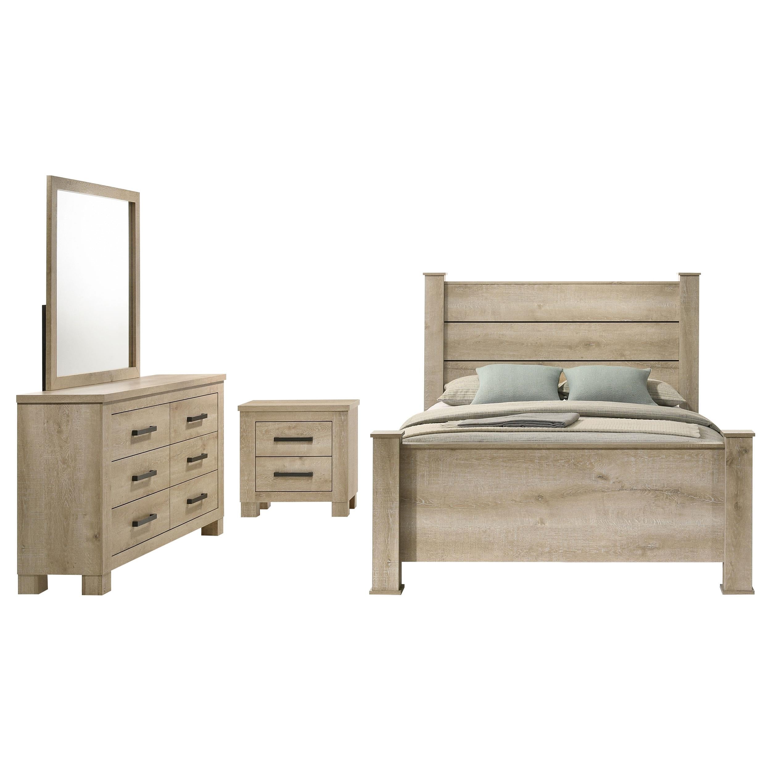 Oakglen 4-piece Eastern King Bedroom Set Weathered Oak - 225101KE-S4