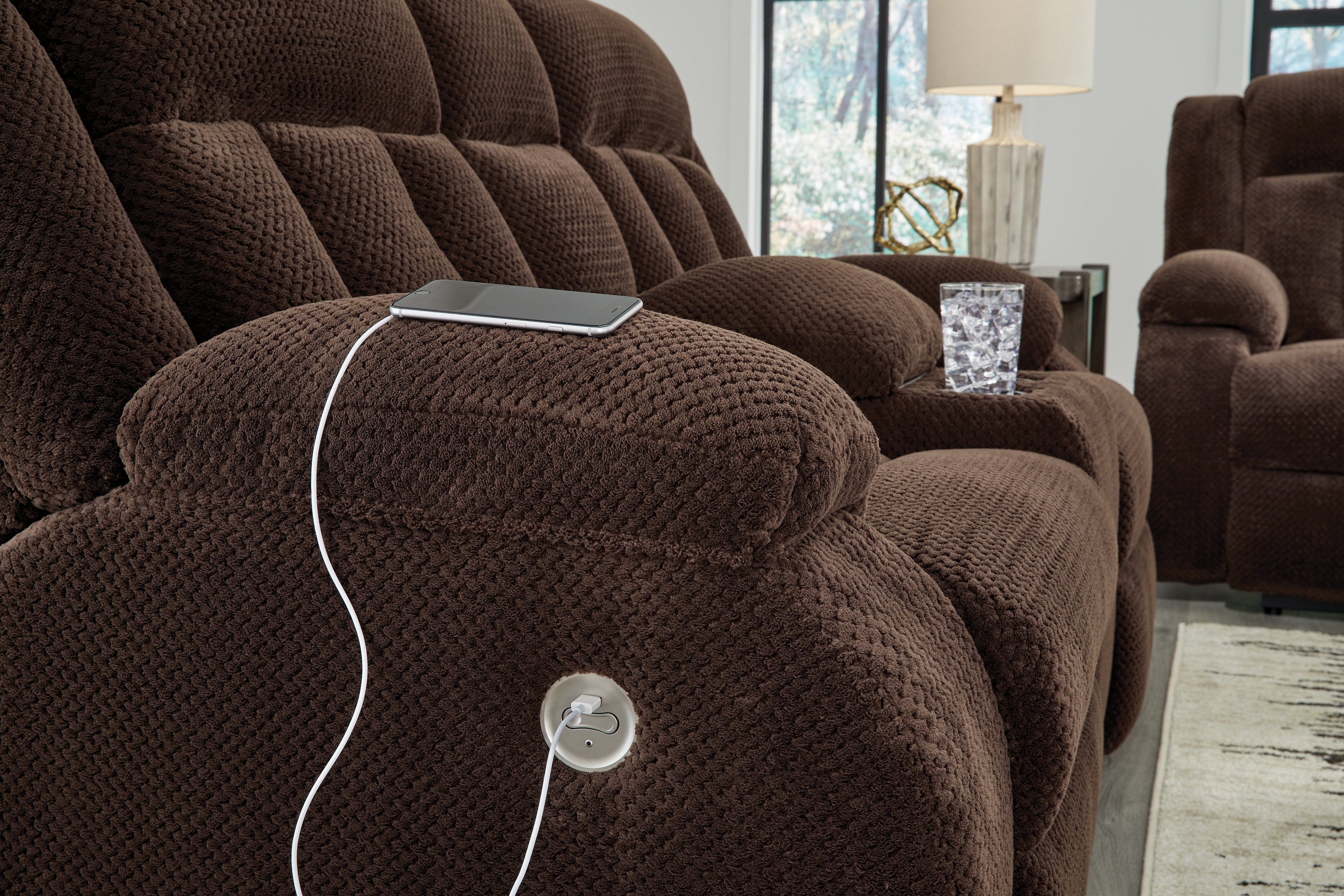 Observation Chocolate Power Reclining Loveseat with Console - PC2140696