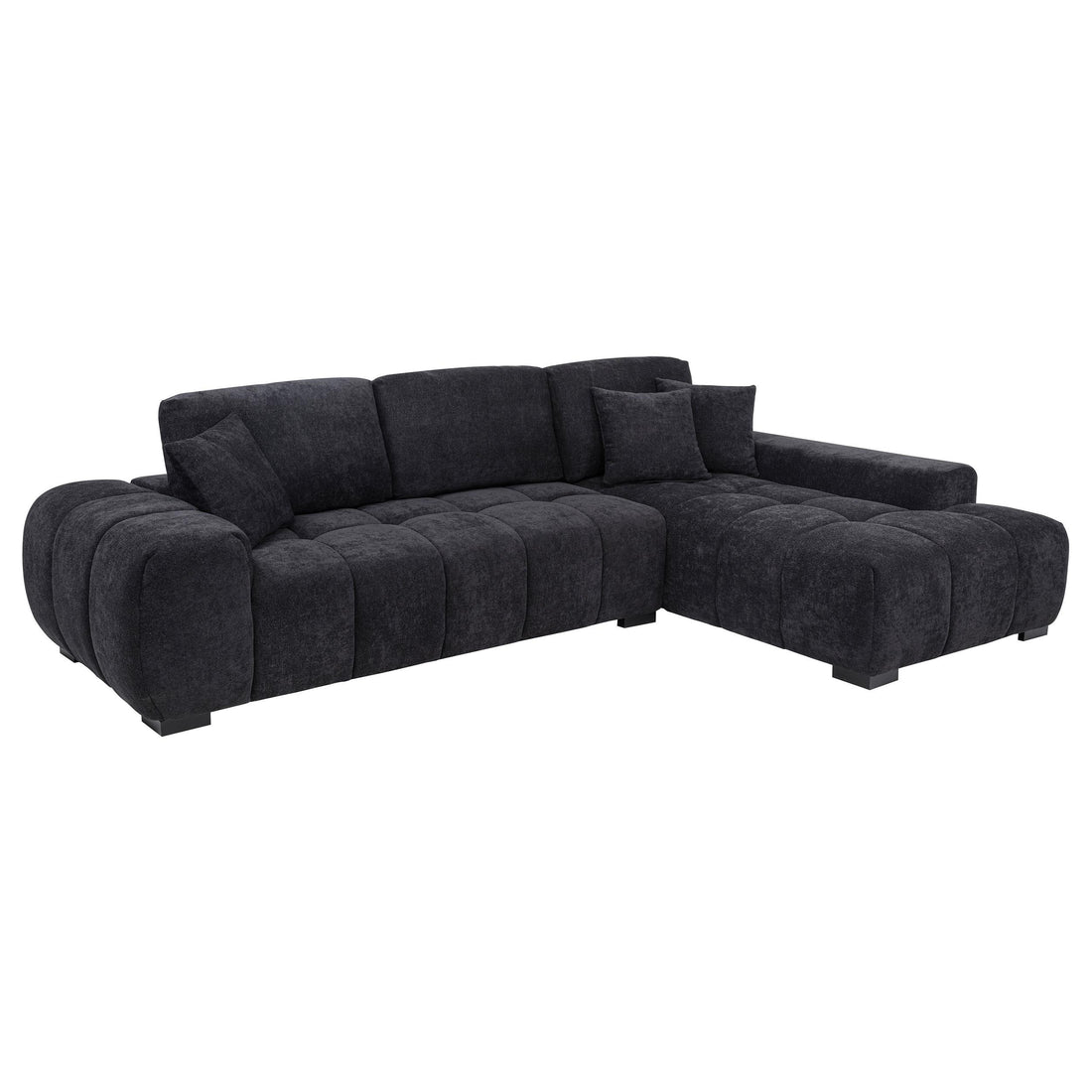 Octavia Fabric Upholstered Track Arm Sectional Sofa Black - 511061