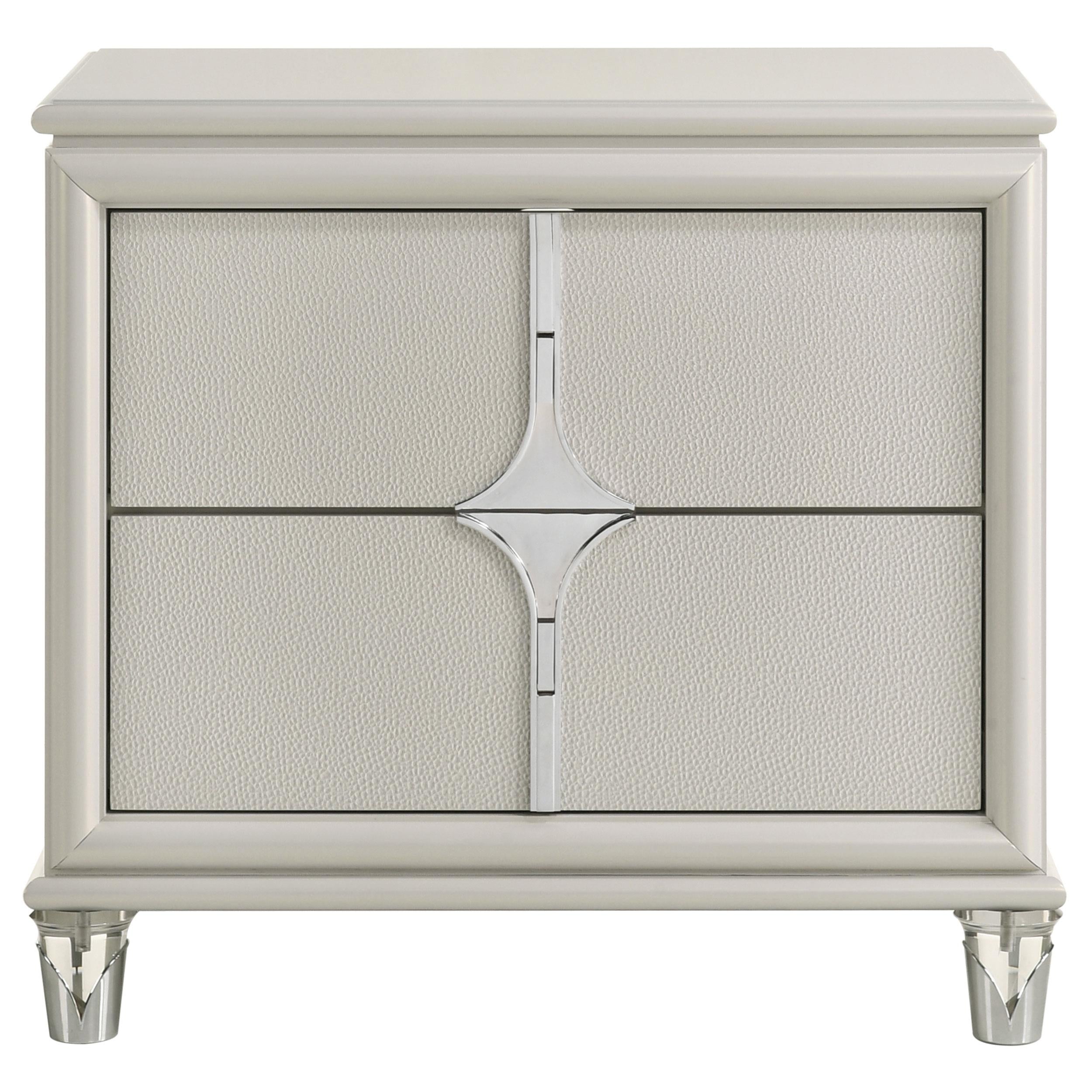 Olivia 2-drawer Nightstand Bedside Table Pearl White - 224952