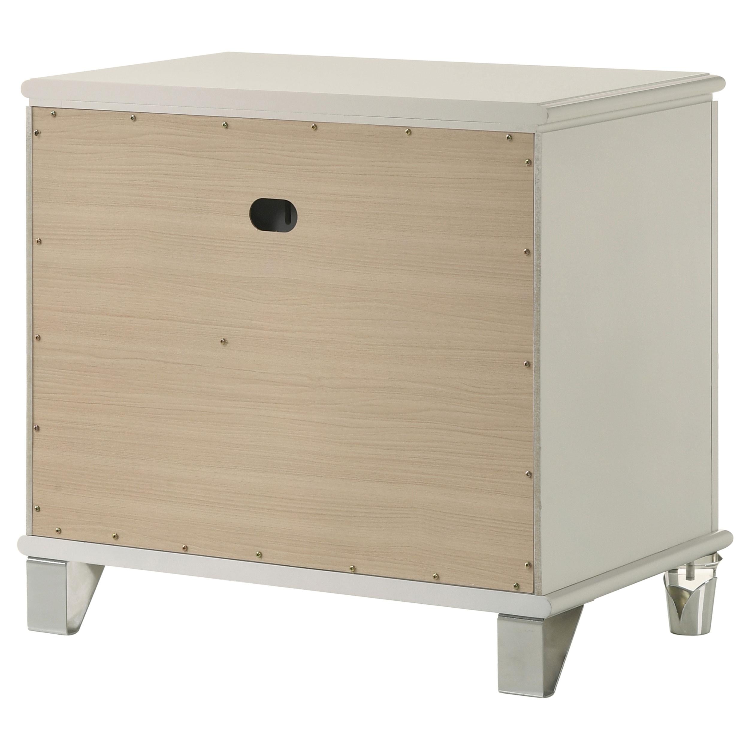 Olivia 2-drawer Nightstand Bedside Table Pearl White - 224952