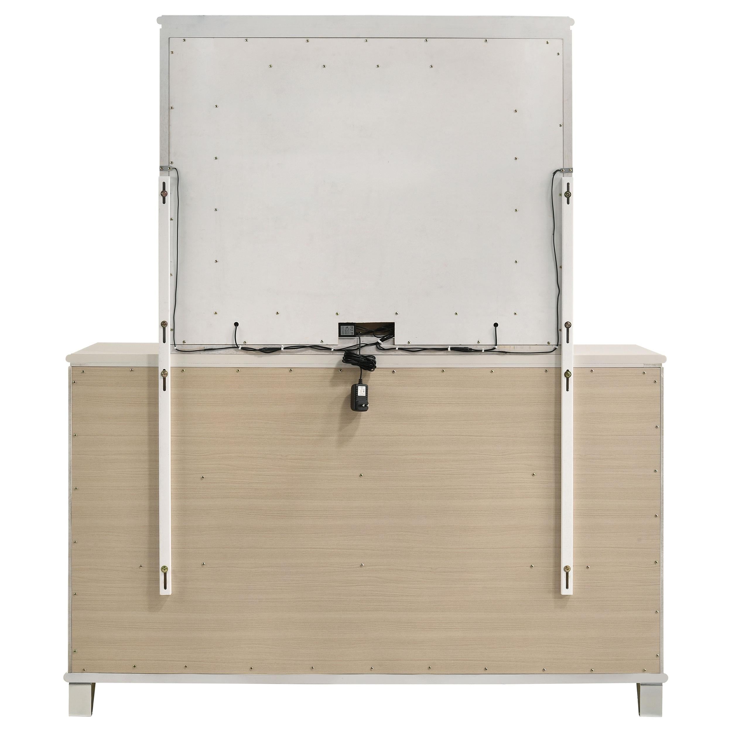 Olivia 6-drawer Dresser and LED Mirror Pearl White - 224953M